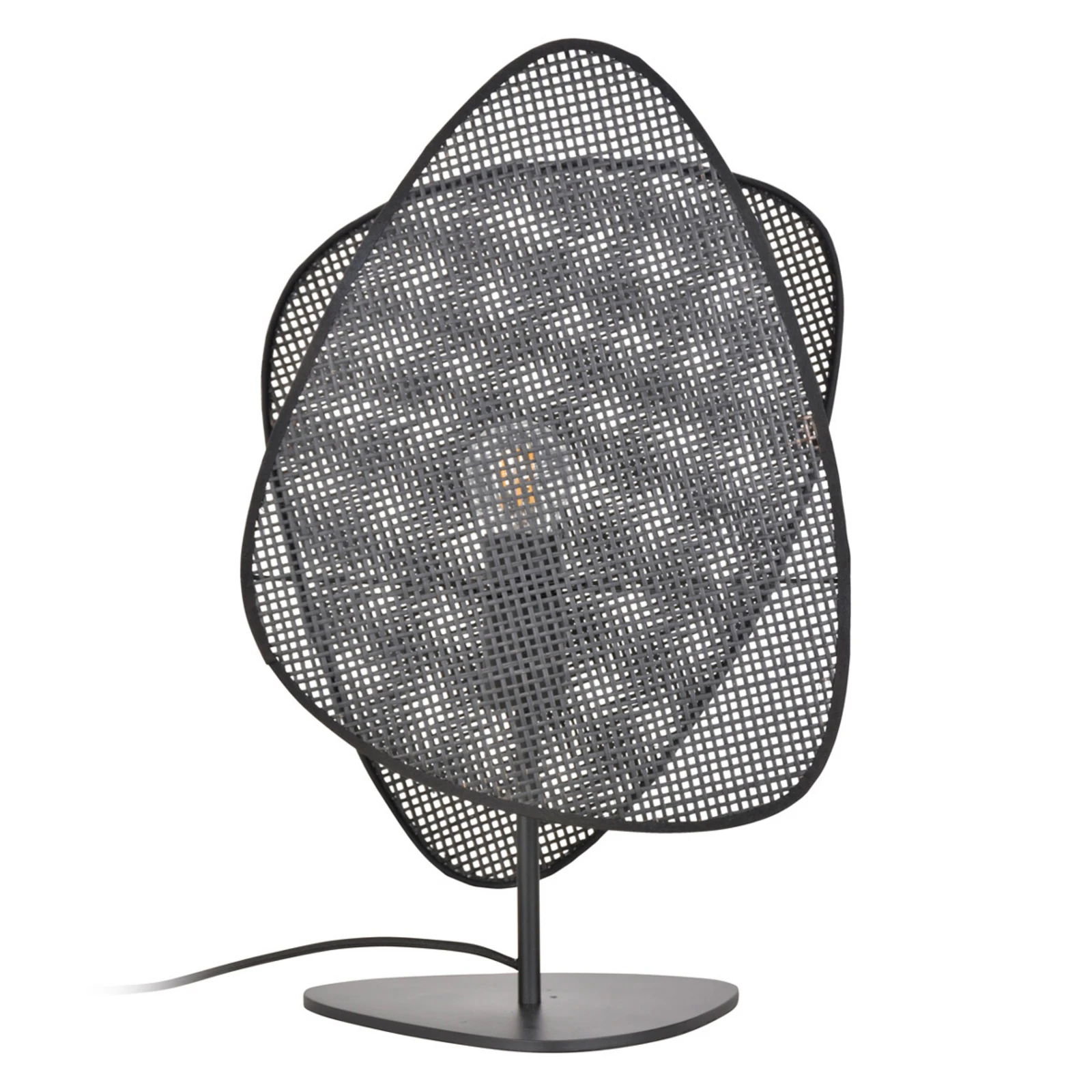 MARKET SET Настолна лампа Screen, черна, ратан, височина 51 cm