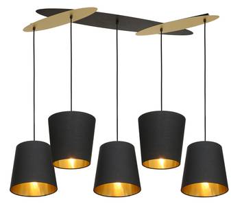 Lucande Thamila hanglamp, zwart, goud, ijzer