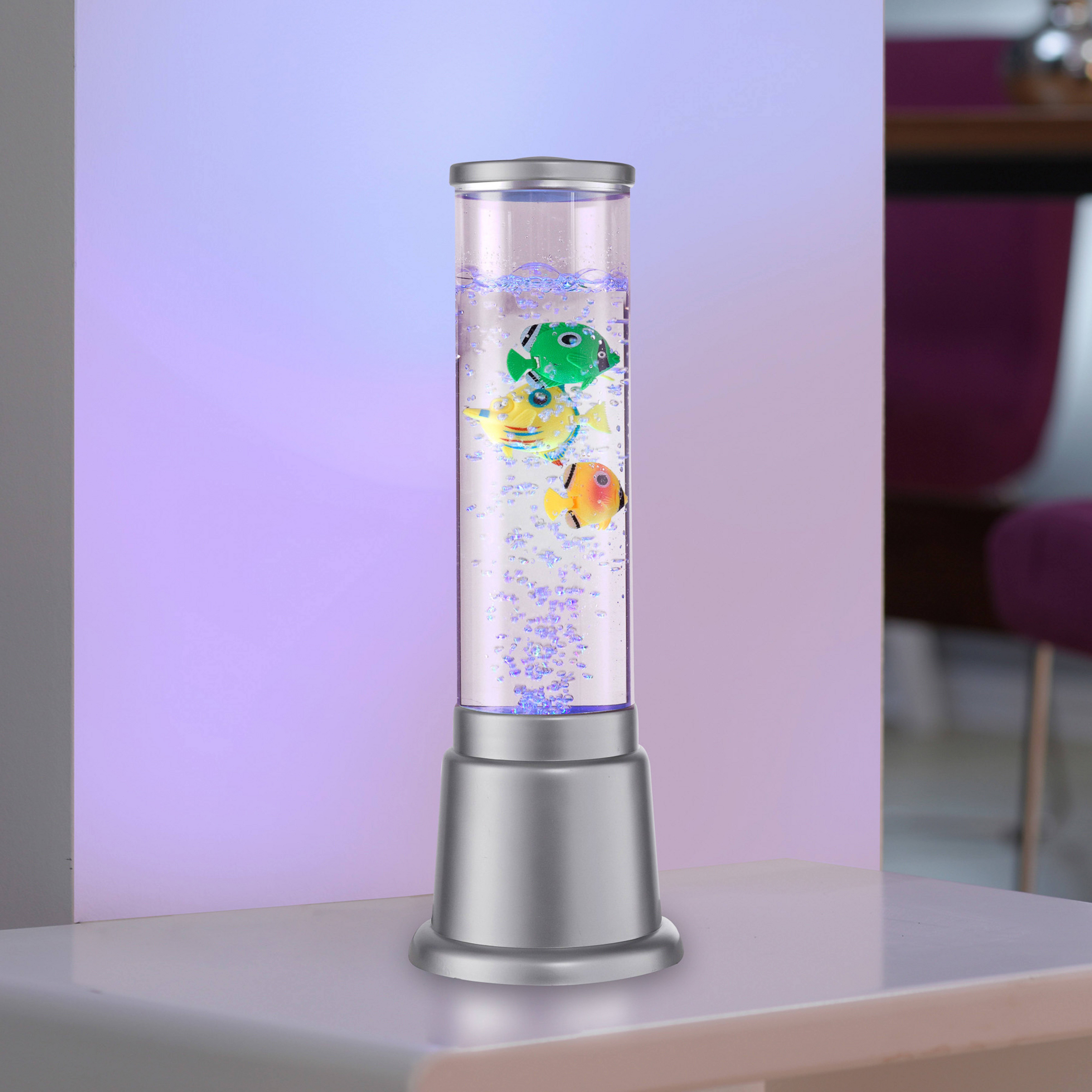 Colonne d'eau Ava avec LED et poissons, hauteur 36cm