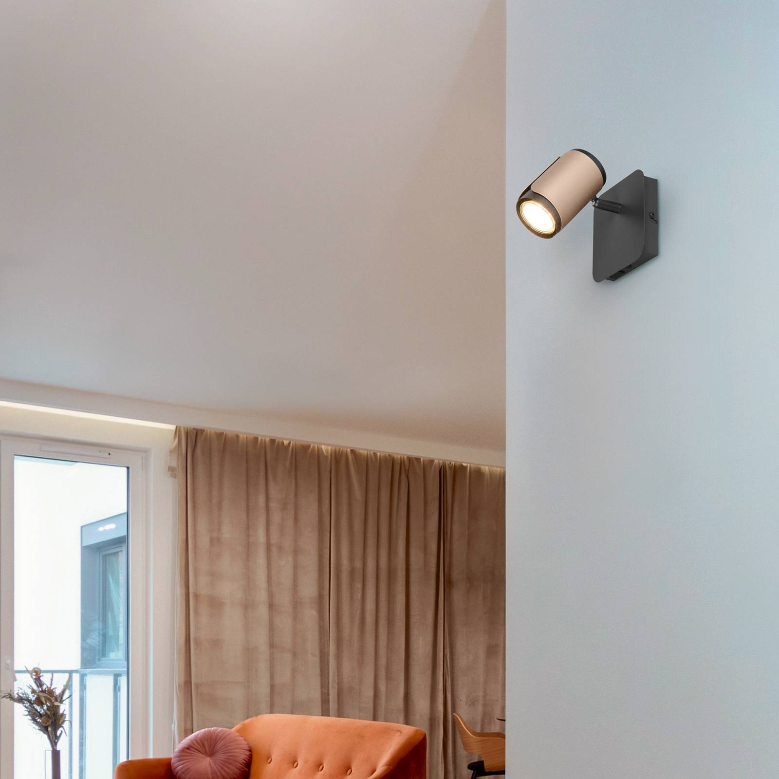 Deckenstrahler Gillan, coffee, 1-flammig, Metall, GU10 günstig online kaufen