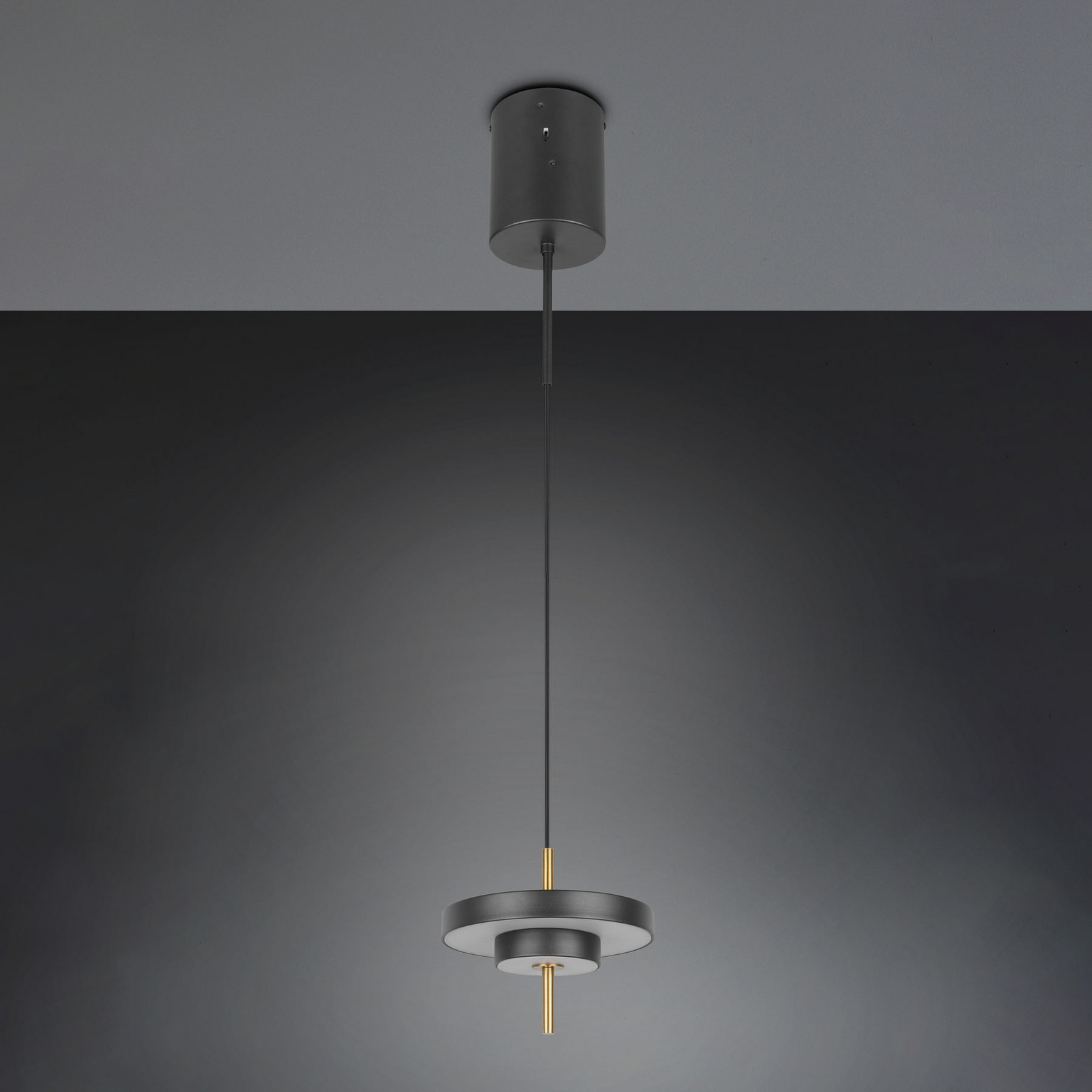 Candeeiro suspenso LED Keaton preto/dourado, Ø 20 cm Metal CCT Candeeiro suspenso LED Keaton preto/dourado, Ø 20 cm Metal CCT