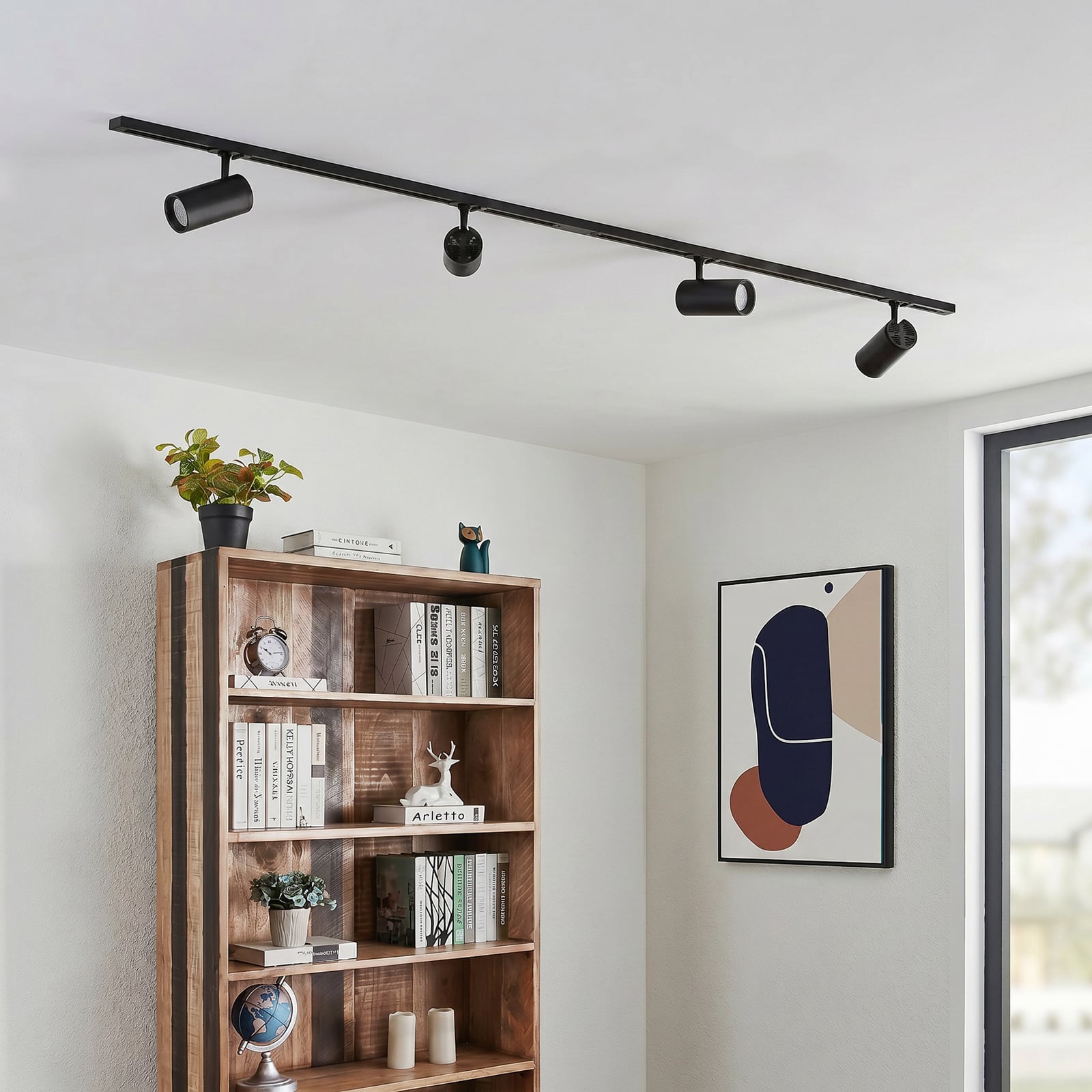 Σύστημα ράγας Lindby Linaro Ø7cm, 4 φτερά, LED, μαύρο, CCT Σύστημα ράγας Lindby Linaro Ø7cm, 4 φτερά, LED, μαύρο, CCT