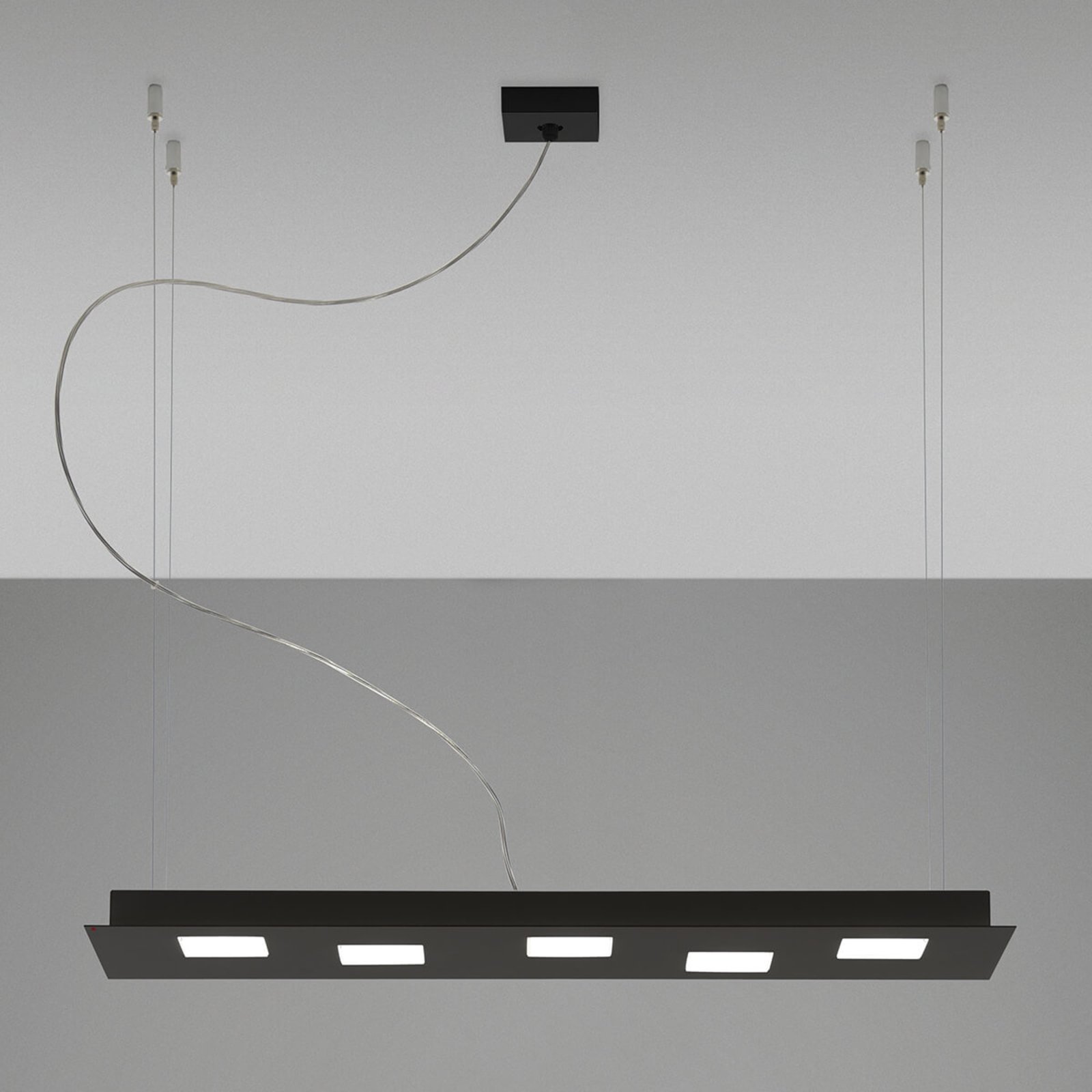 Elongated Quarter LED hanging lamp in black