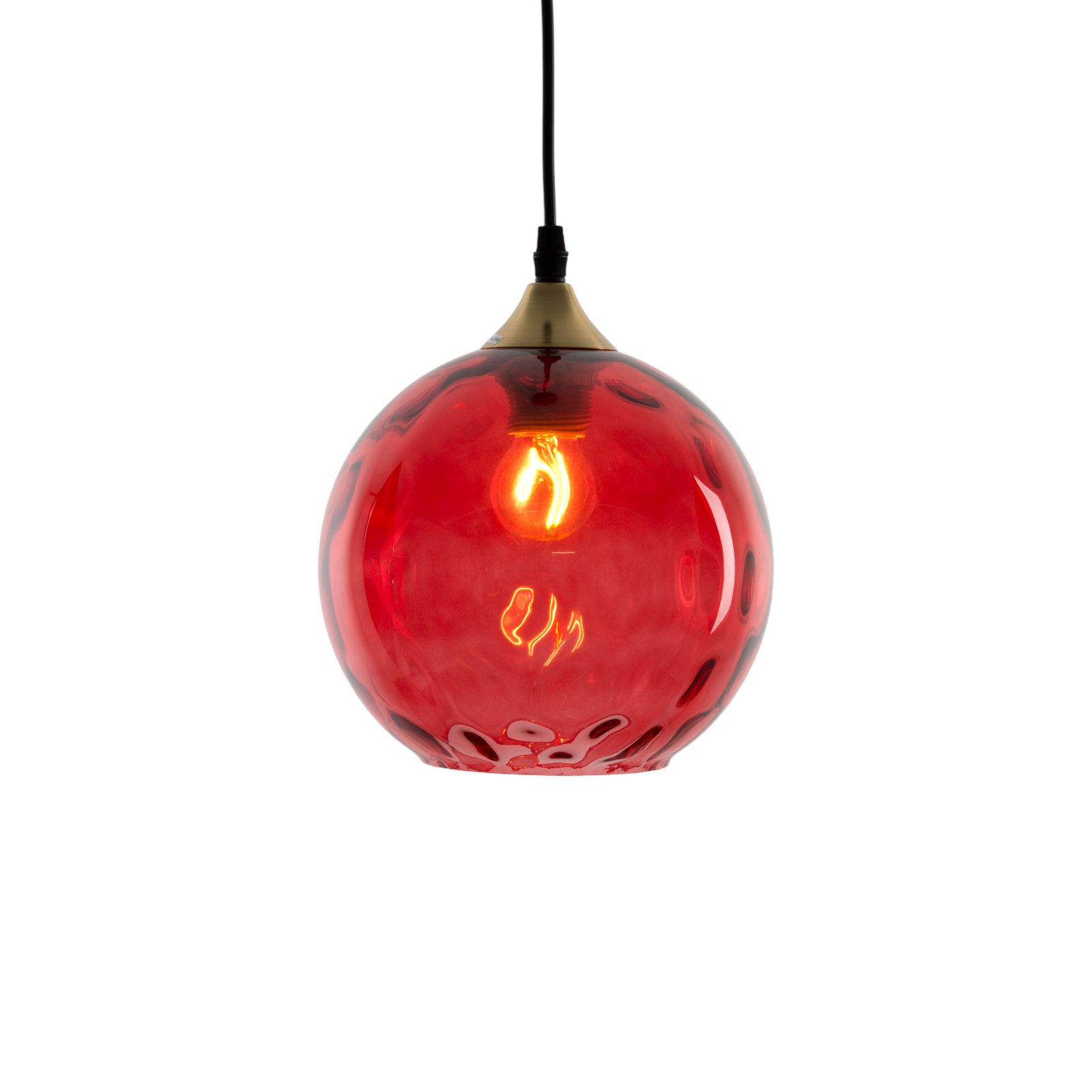 Roma hængelampe, rød glasskærm, 1 lyskilde