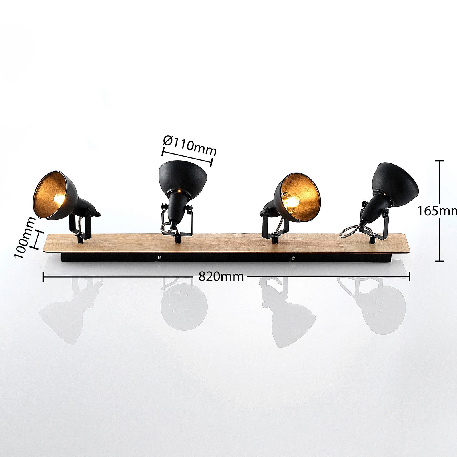 Aylis 4 Kattovalaisin Black/Wood - Lindby