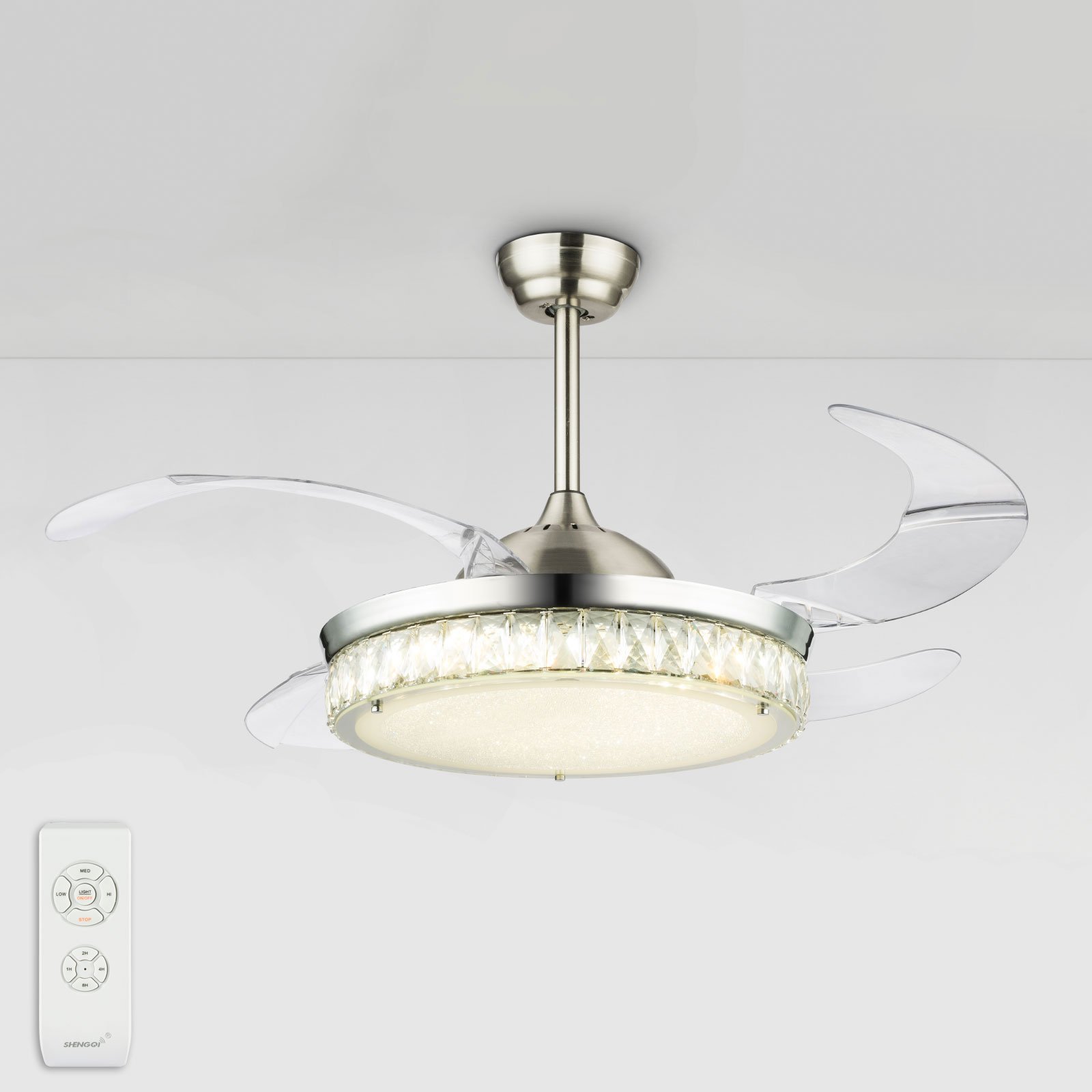 Globo Cabrera LED fan, different luminous colours, for Living / Dining Room, metal, 36 W, energy efficiency: A+, H: 65 cm