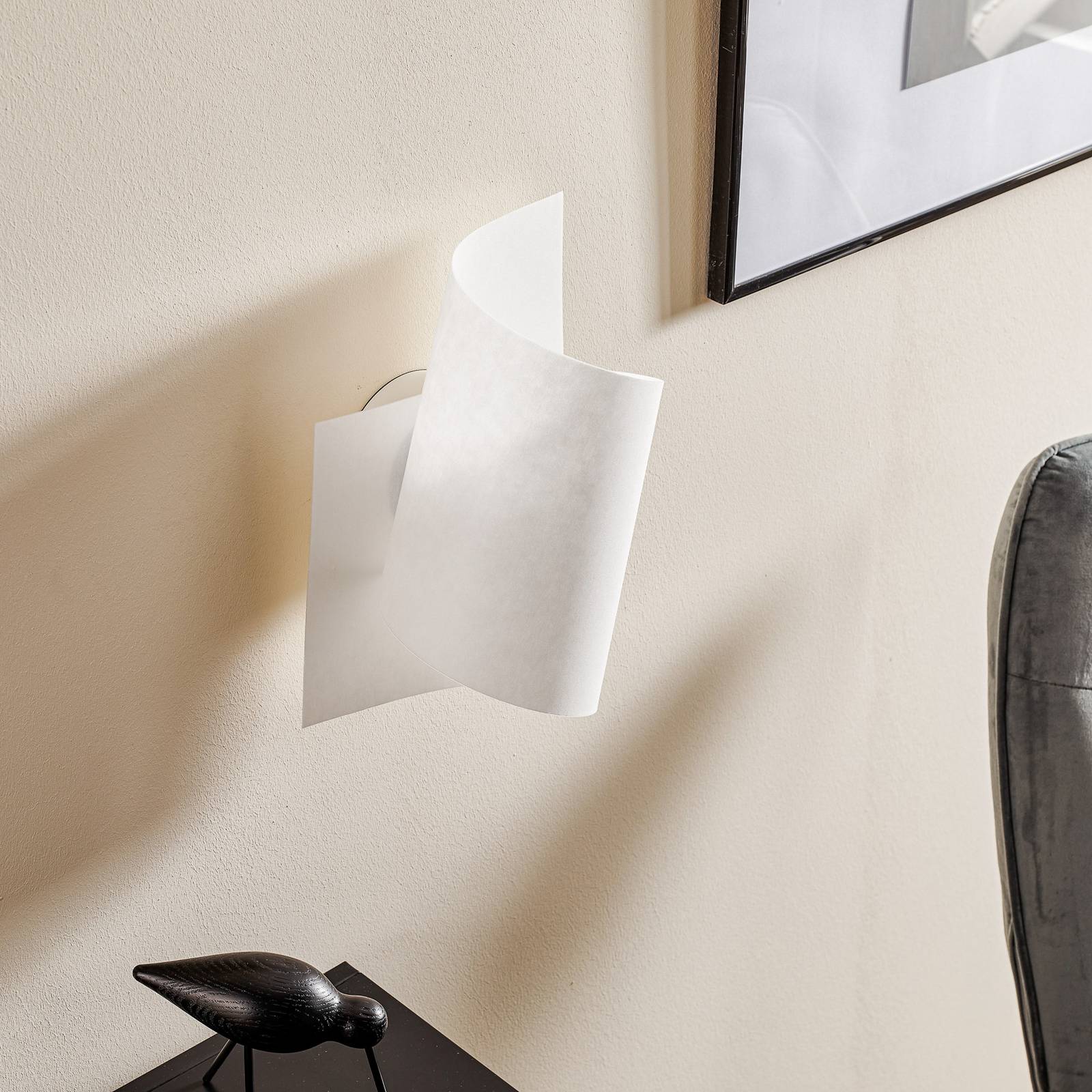 Domus Modern wall light Loop white, for Living / Dining Room, lunopal, E27, 75 W, W: 20 cm, H: 29 cm
