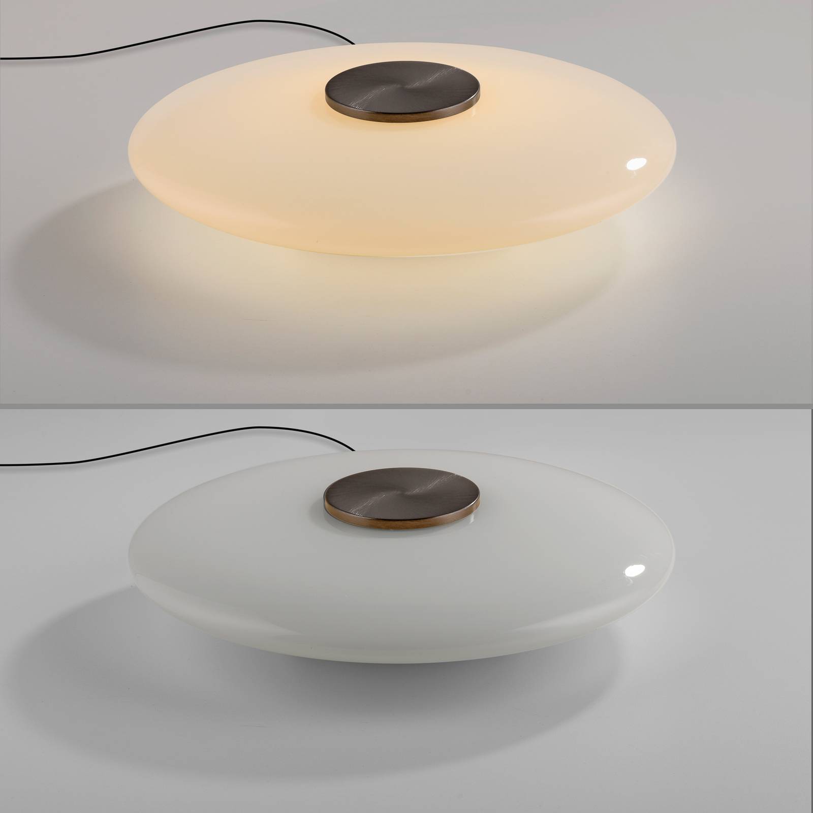 Lampa stołowa LED PURE Vitrum brązowy/opal, ściemniany szkło/aluminium