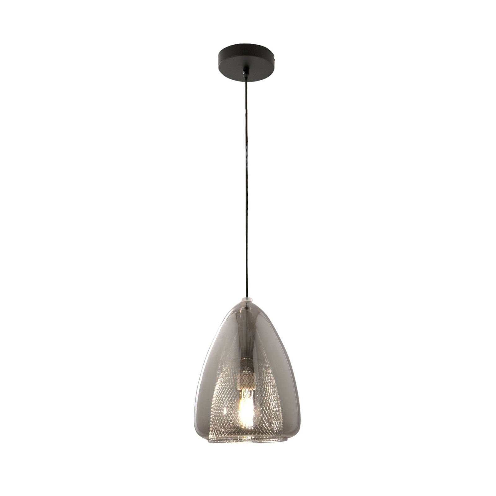 Hängeleuchte Britton, 1-flammig, grau-transparent, Glas