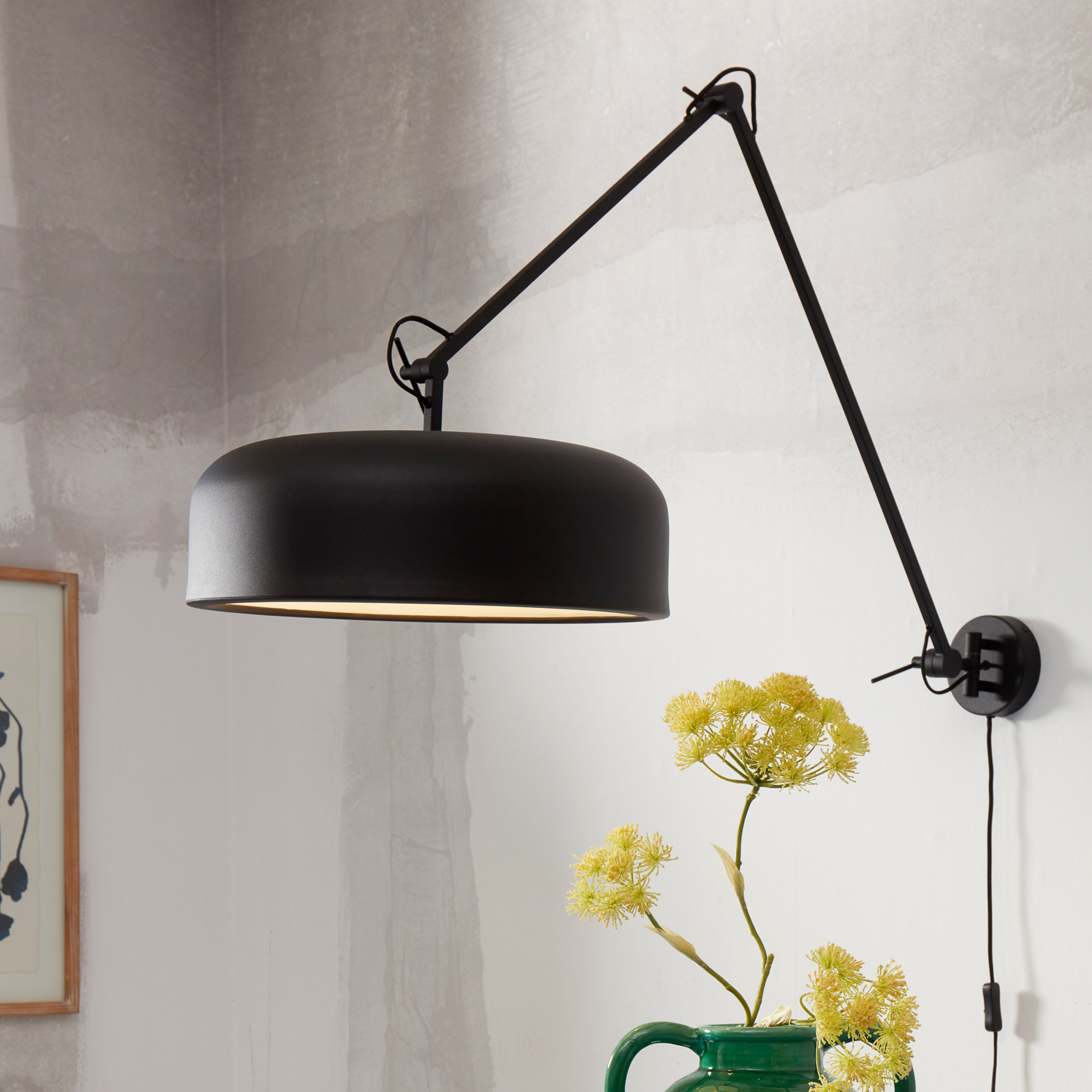 IT'S ABOUT ROMI Candeeiro de parede Marseille, preto, Ø 48 cm