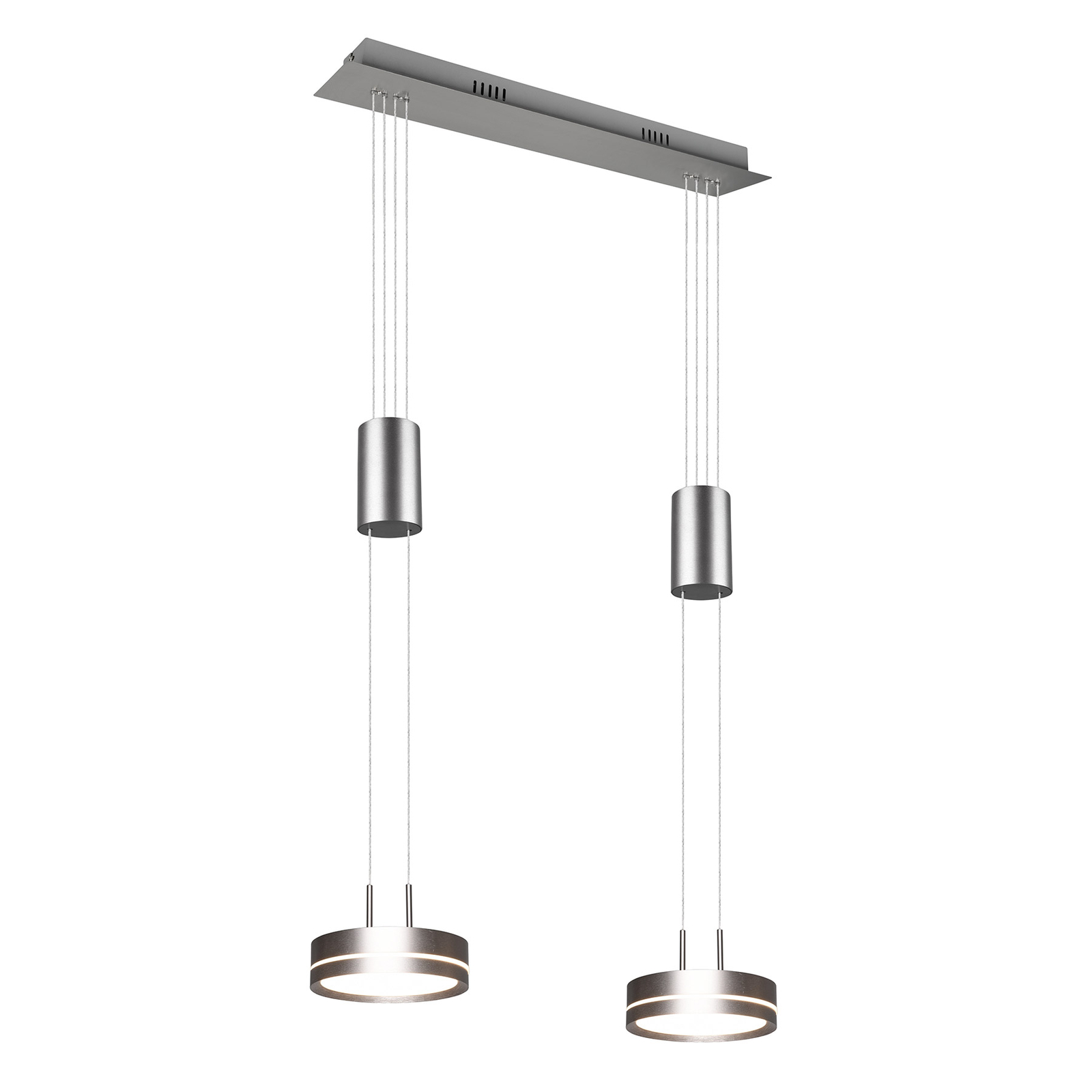 Lindby Eilika LED-hengelampe, 2 lysk, nikkel