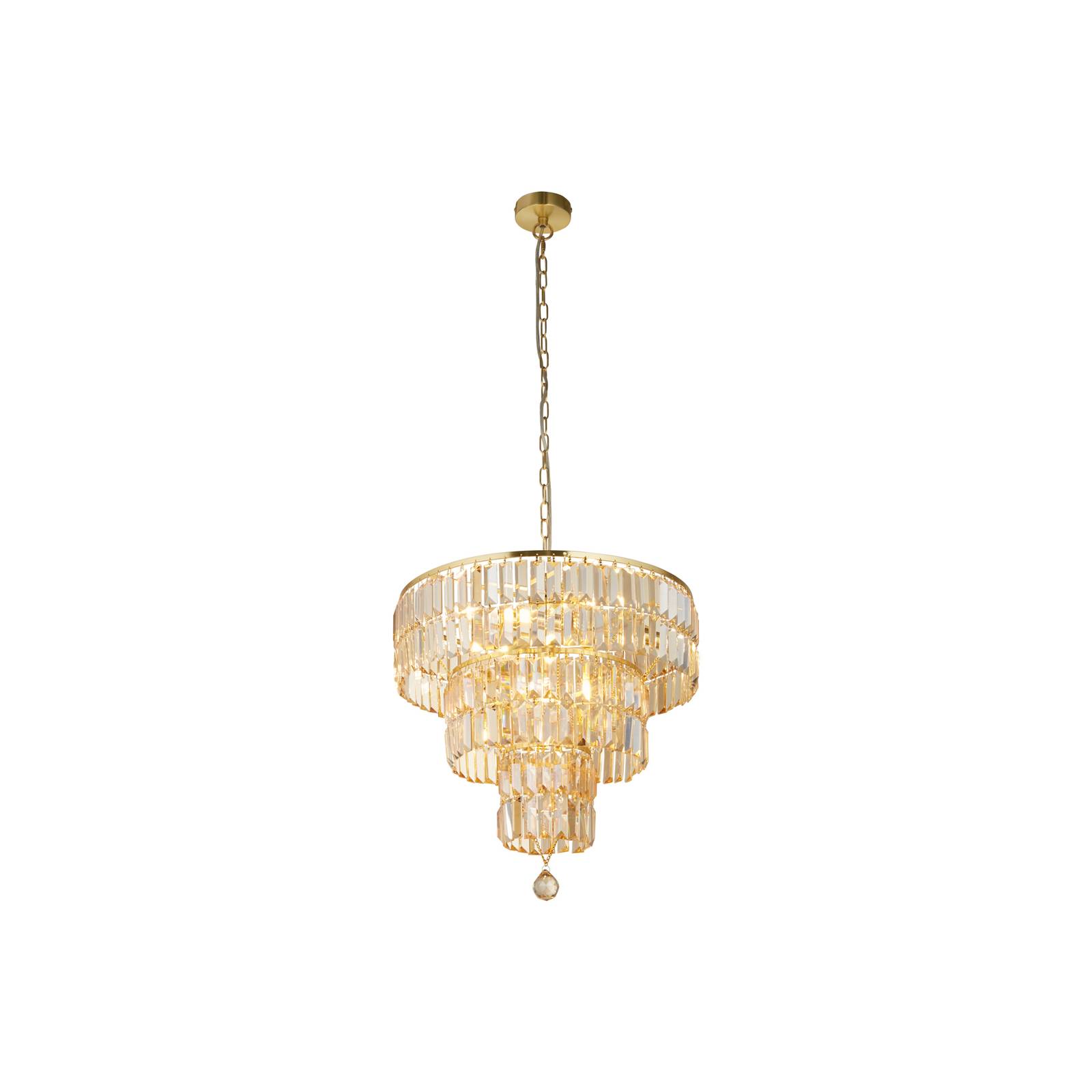 Empire 5-flammige Pendelleuchte aus satiniertem Messing Champagnerglas - Searchlight