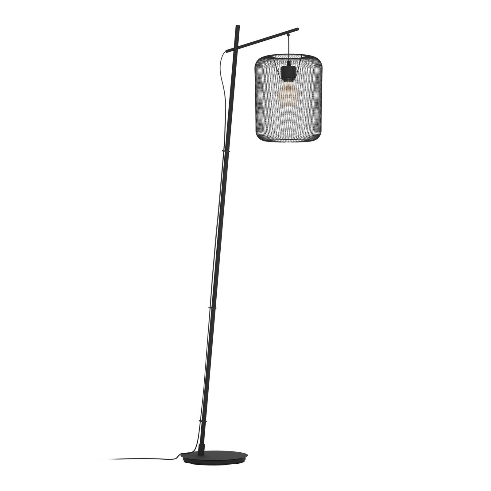 Stojacia lampa Wrington, výška 194 cm, čierna, oceľ