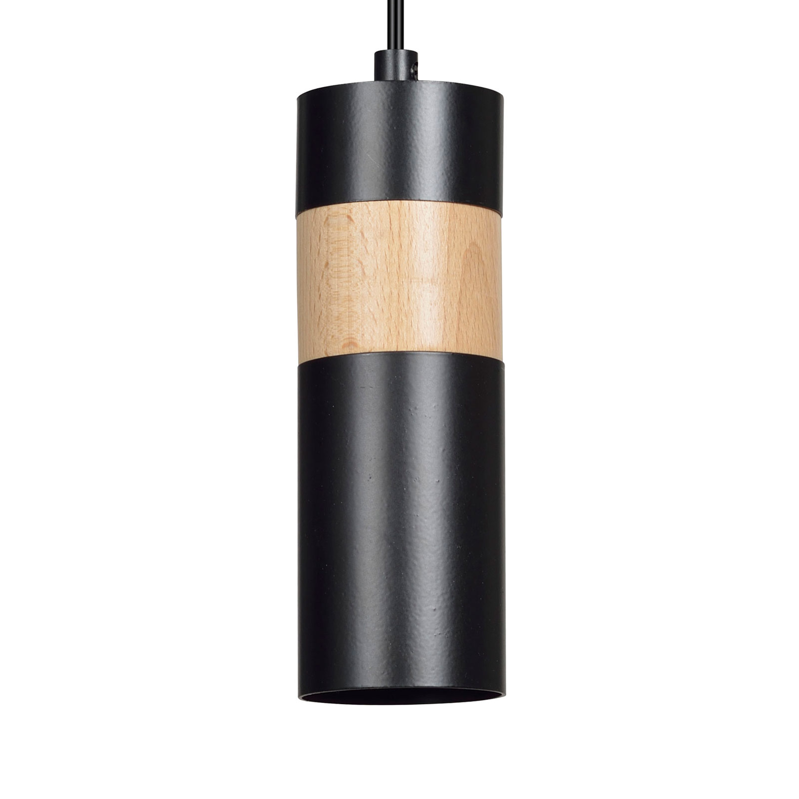 EMIBIG LIGHTING Akari 1 hanging light, wooden detail, 1-bulb black, for Living / Dining Room, metal, GU10, 30 W, energy efficiency: A++