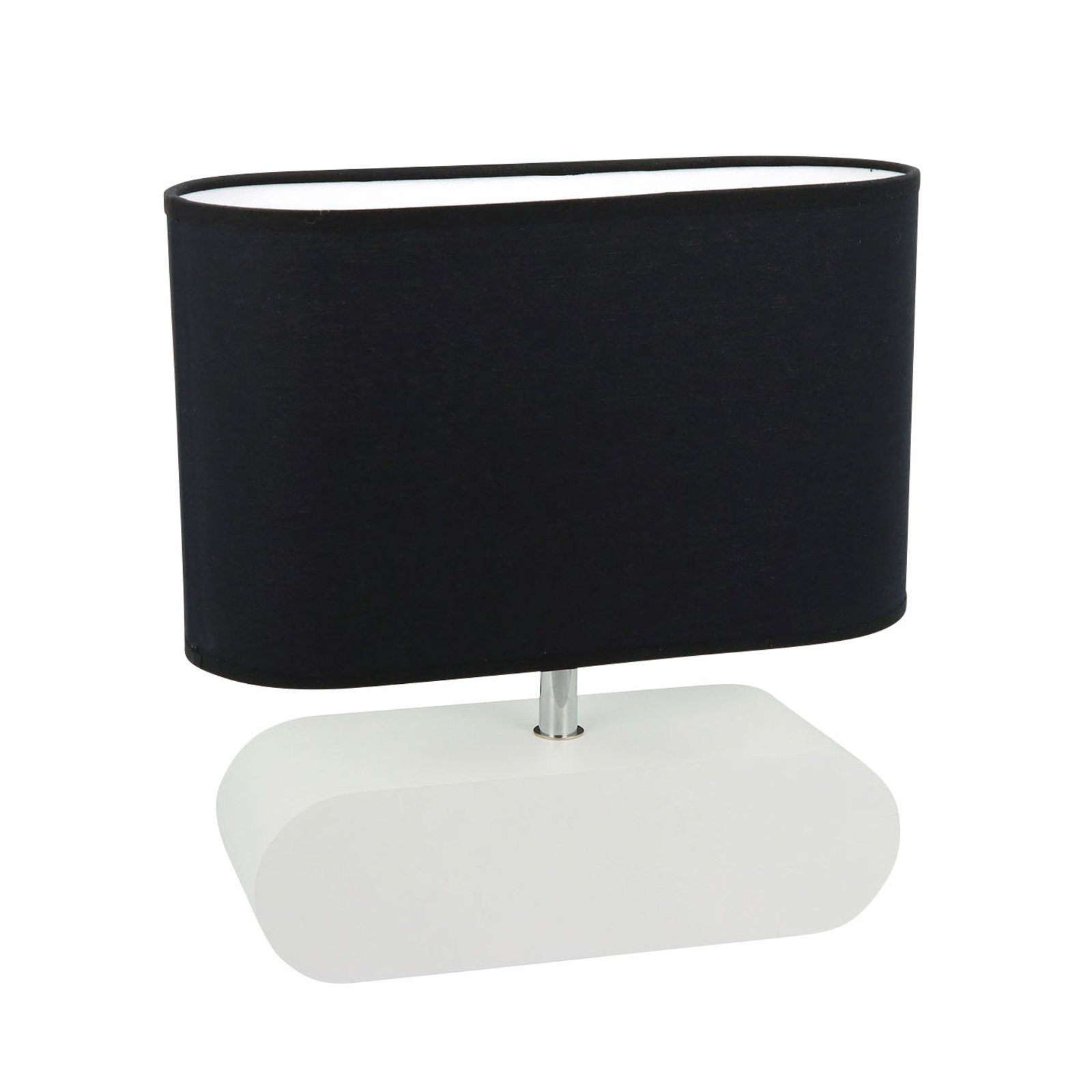 Spot-Light Marinna table lamp, white base, black lampshade, for Living / Dining Room, fabric, beech wood, E27, 25 W, energy efficiency: A++, L: 30 cm, W: 12 cm, H: 31 cm
