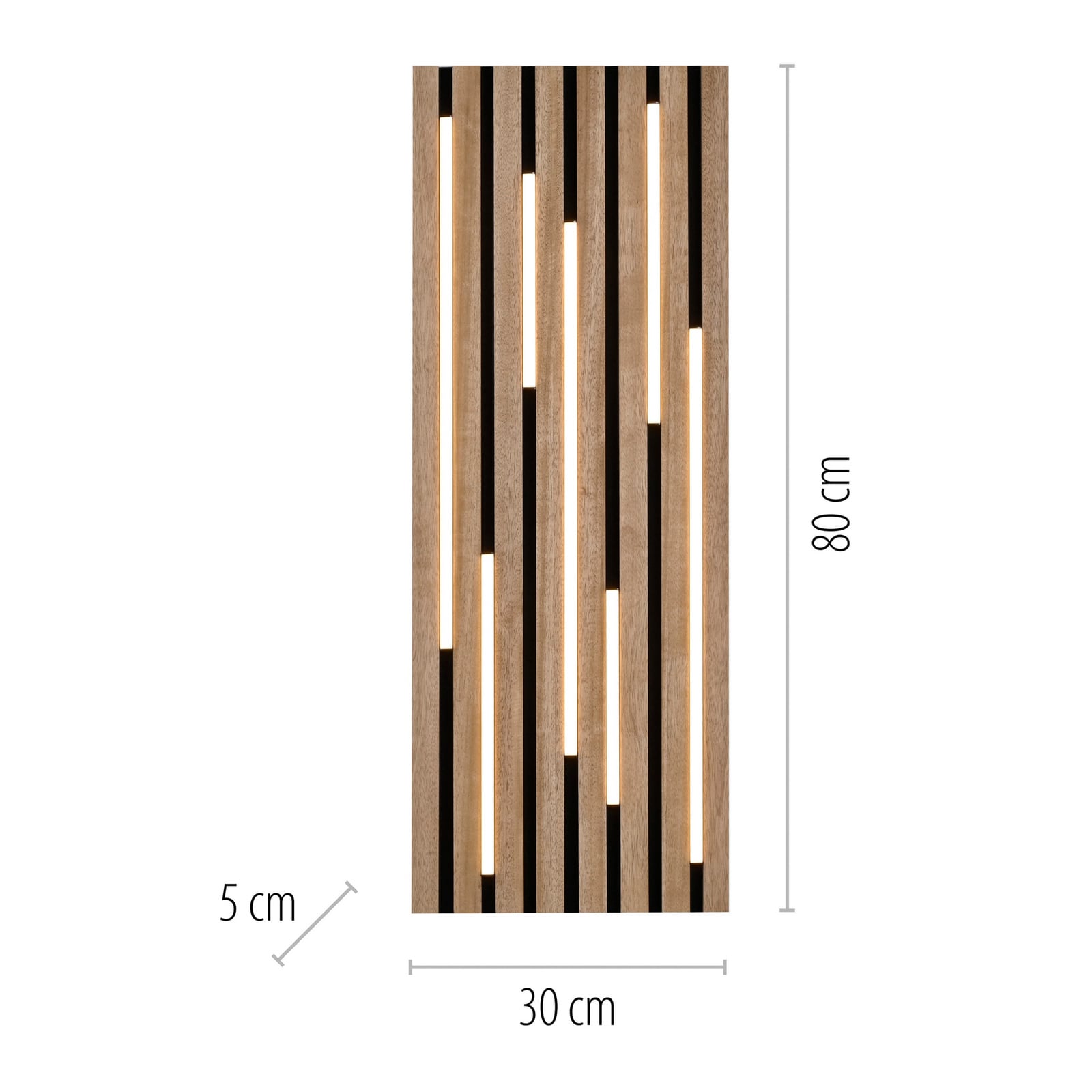 LED plafondlamp Akustik, 80 x 30 cm, naturel hout, metaal