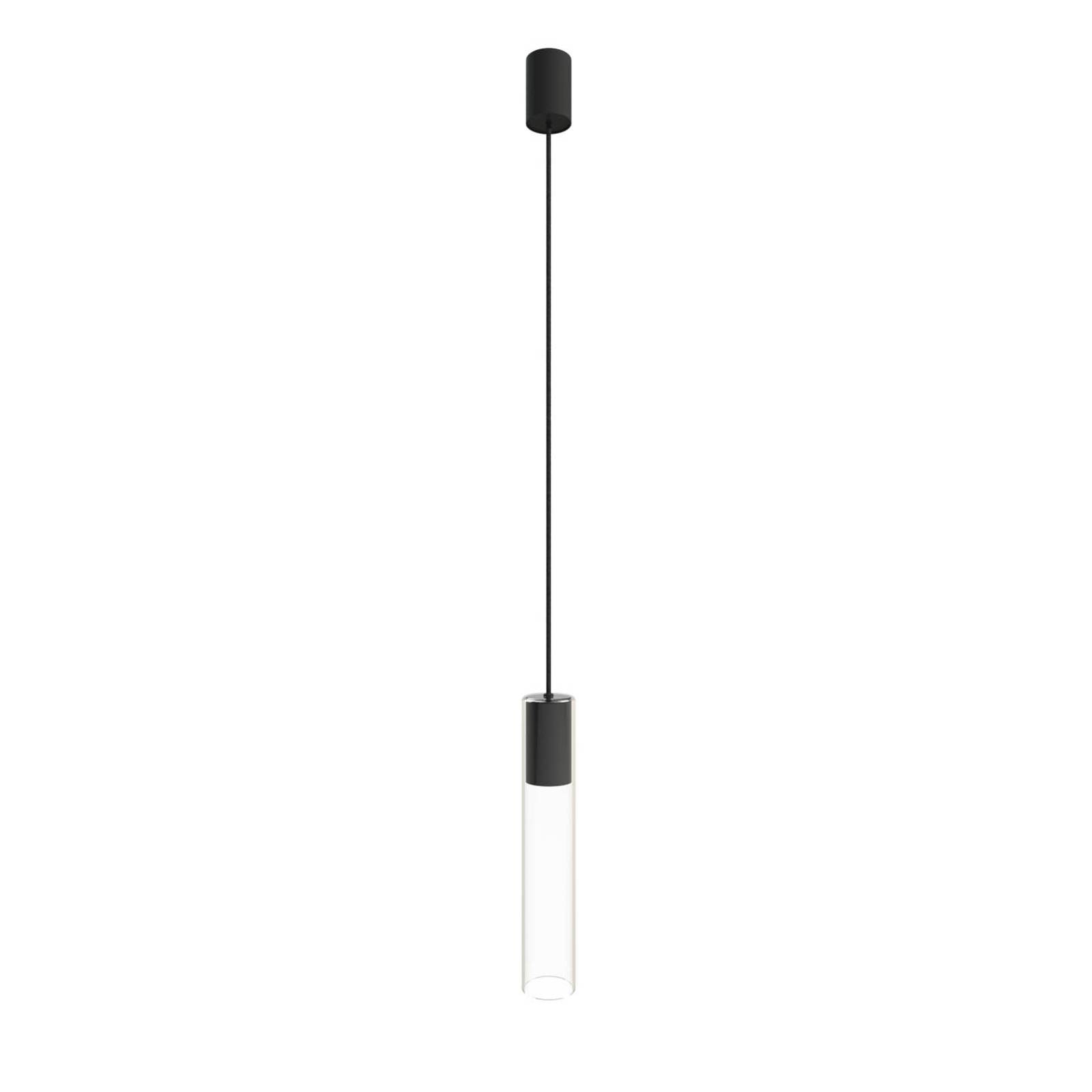 Suspension Cylinder transparente/noire H 35 cm