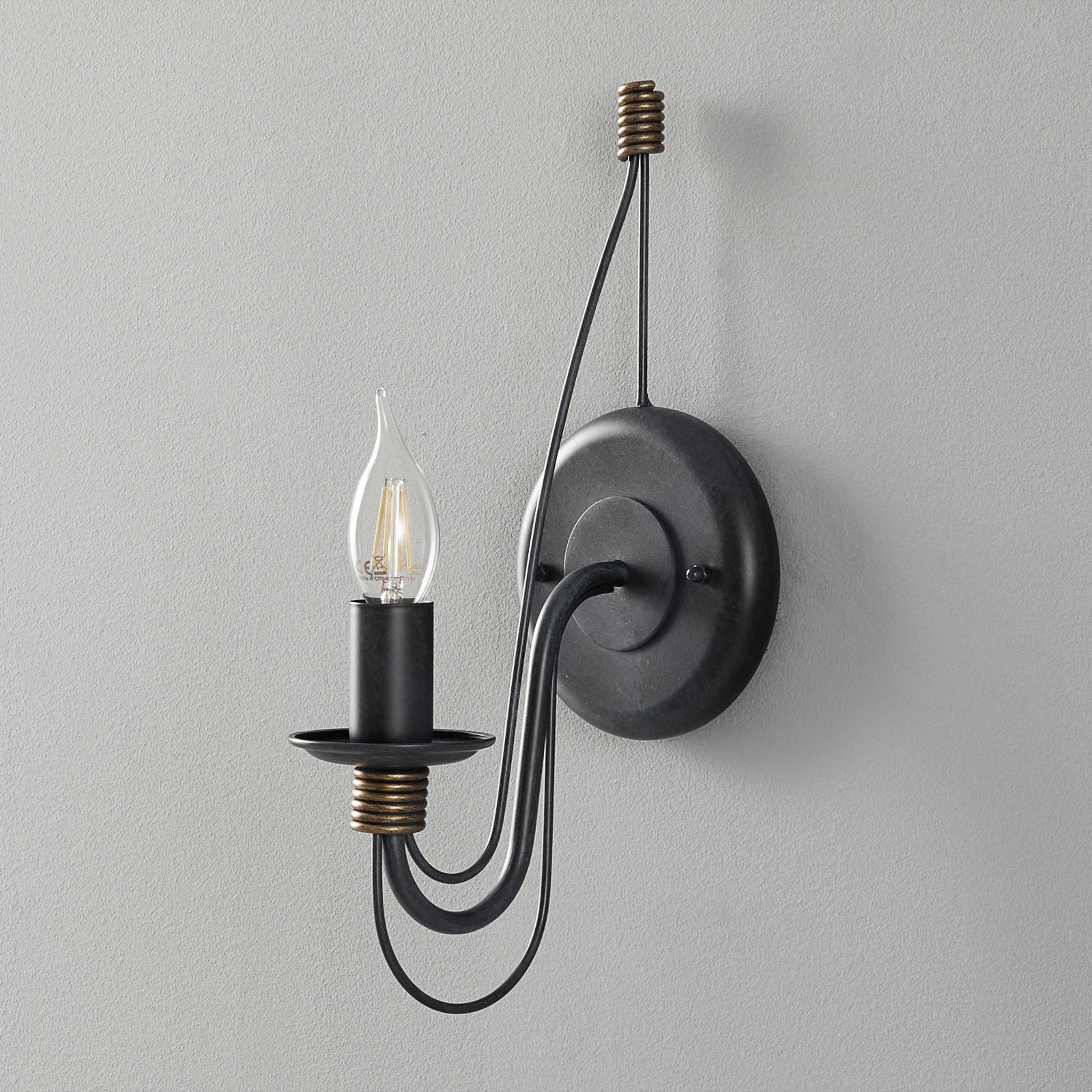 Applique murale Filo, bleu noir, métal, 34 cm de haut, E14