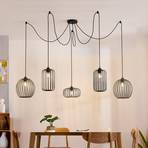 Lindby Krish hanglamp, kooi-look, 5-lamps