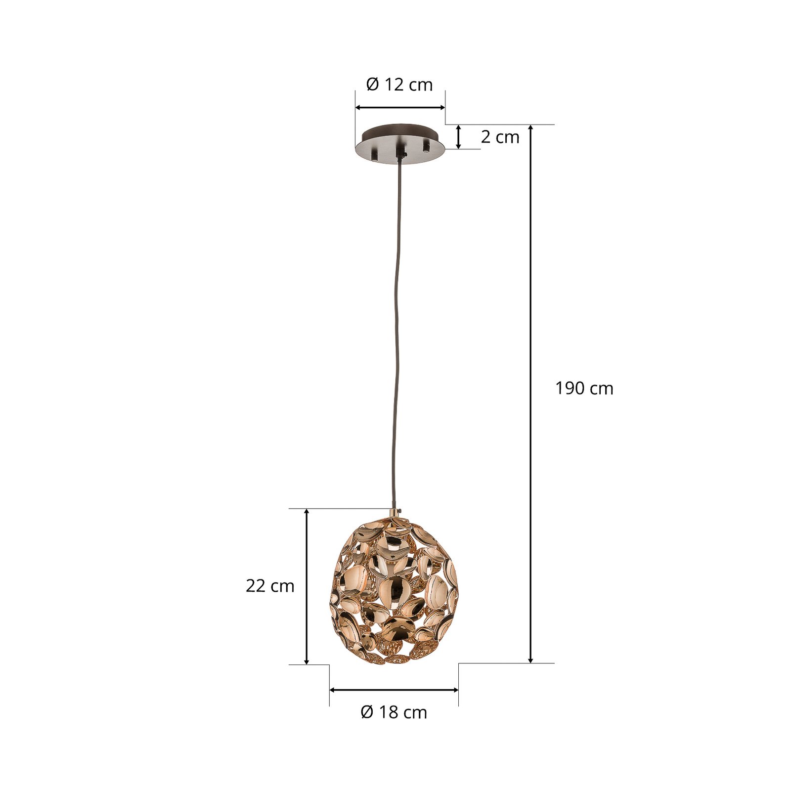 Suspension LED Narisa Ø 18 cm doré rosé/brune