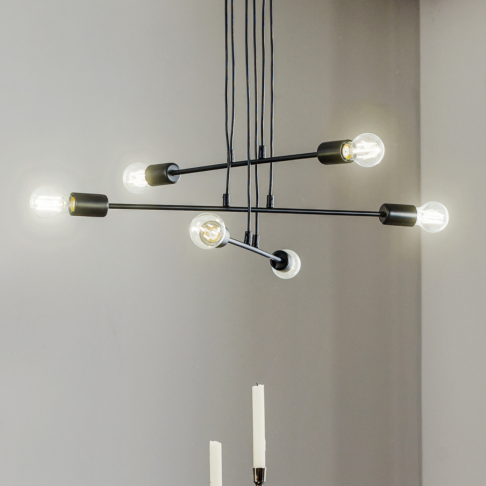 Suspension Multipo 6, à 6 lampes en noir