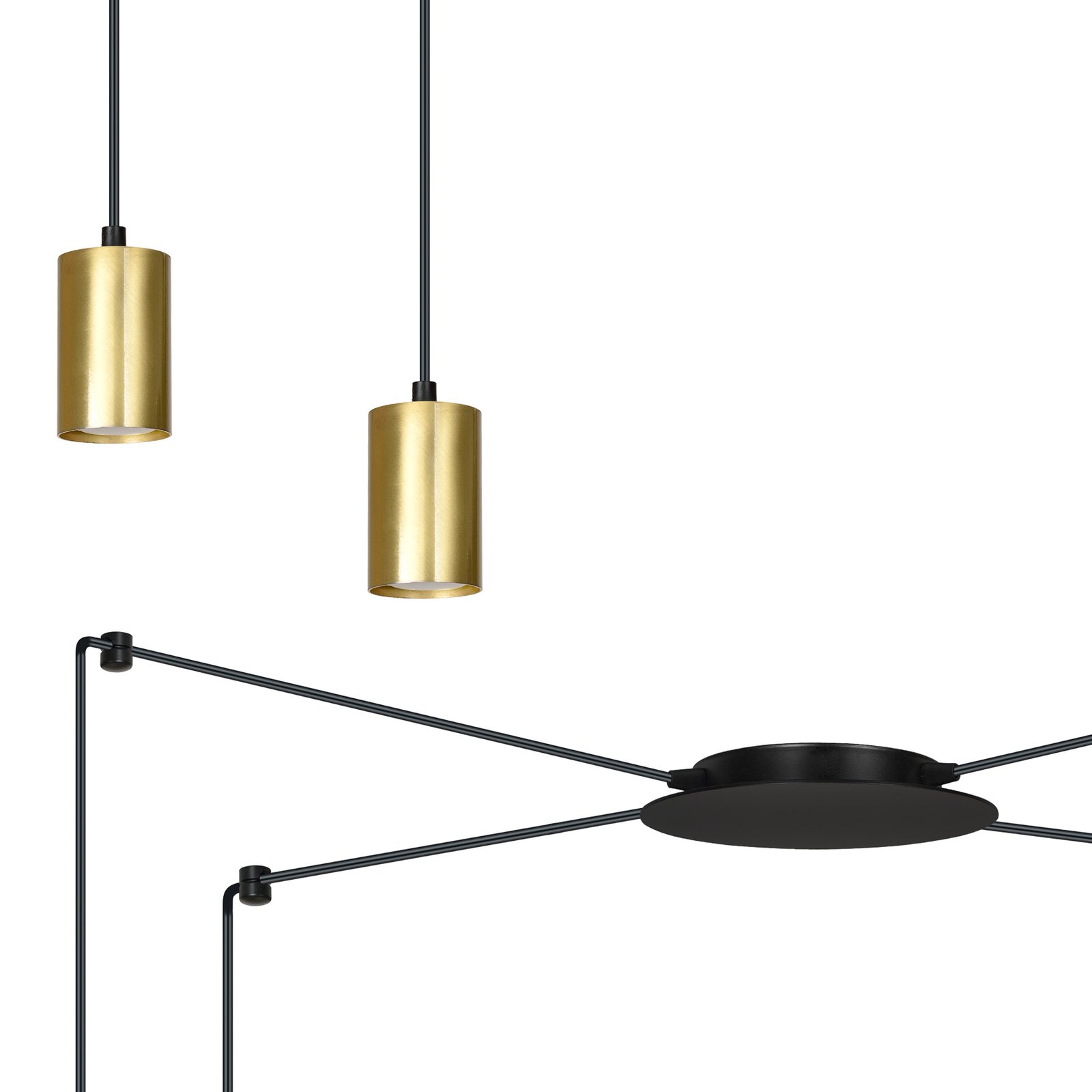 Hanglamp Speed, zwart/goud, 4-lamps