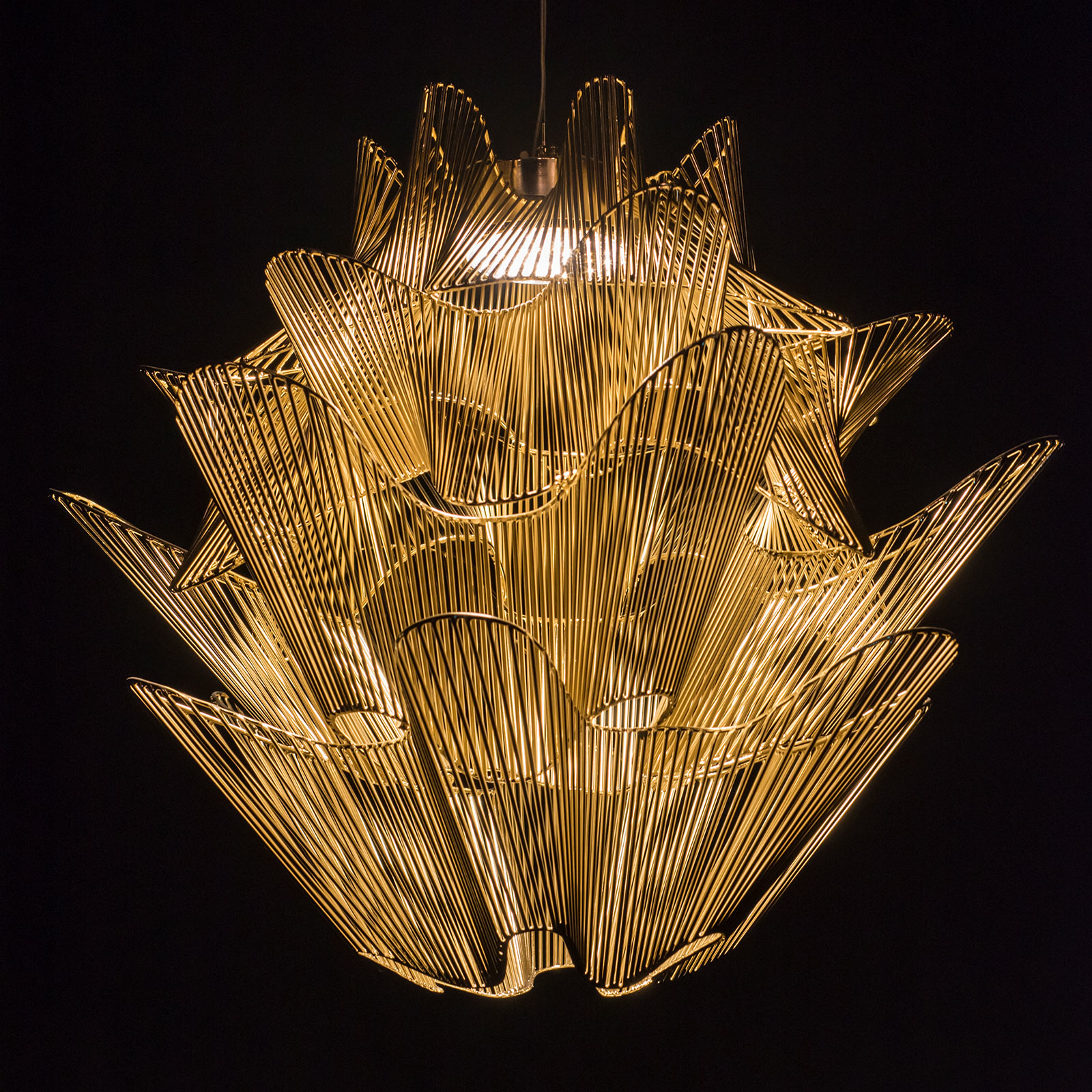Terzani Moiré LED hanging light in gold
