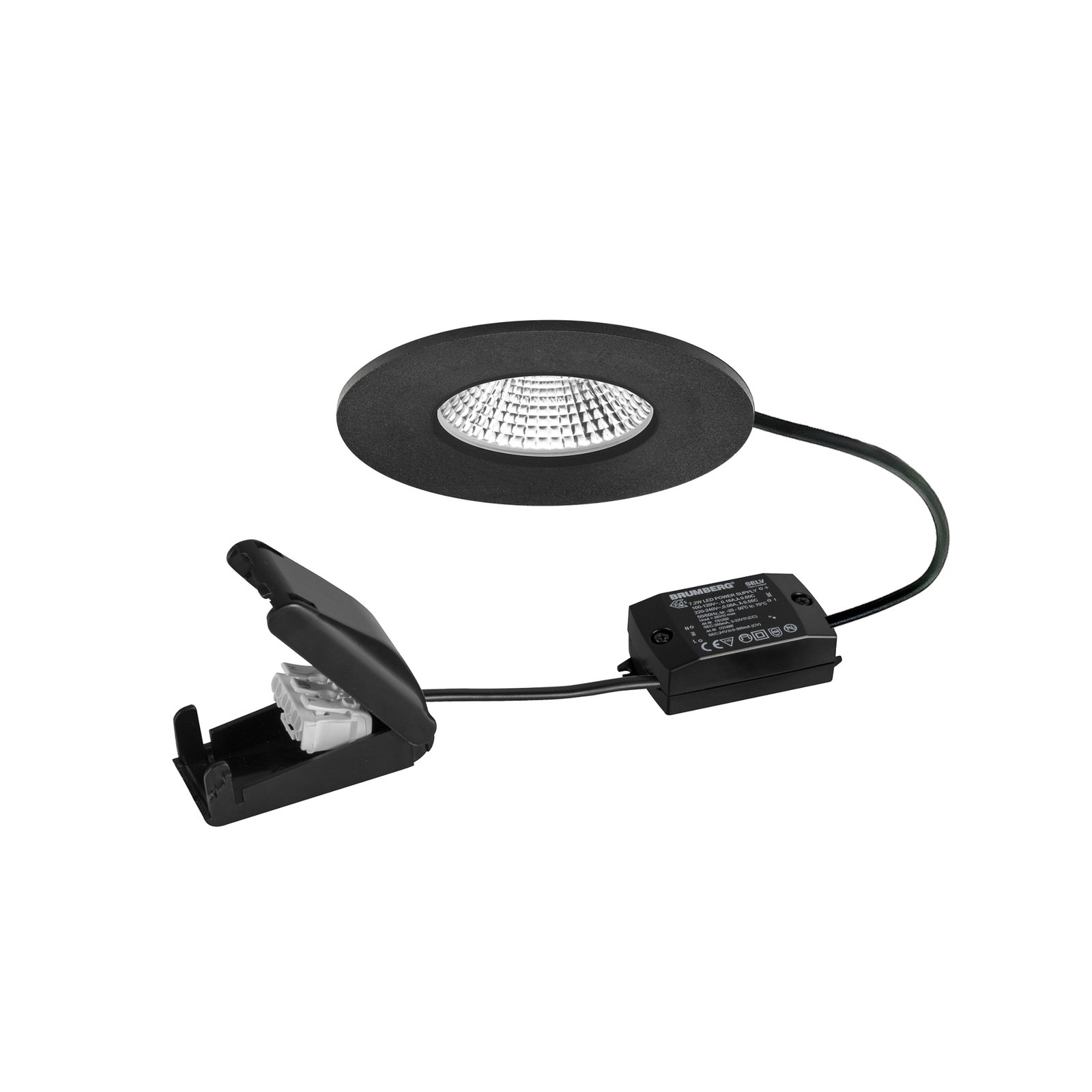 BRUMBERG LED spot BB20 IP65 aan/uit aansluitdoos zwart mat