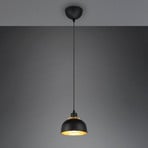 Punch pendant light, black/gold, one-bulb