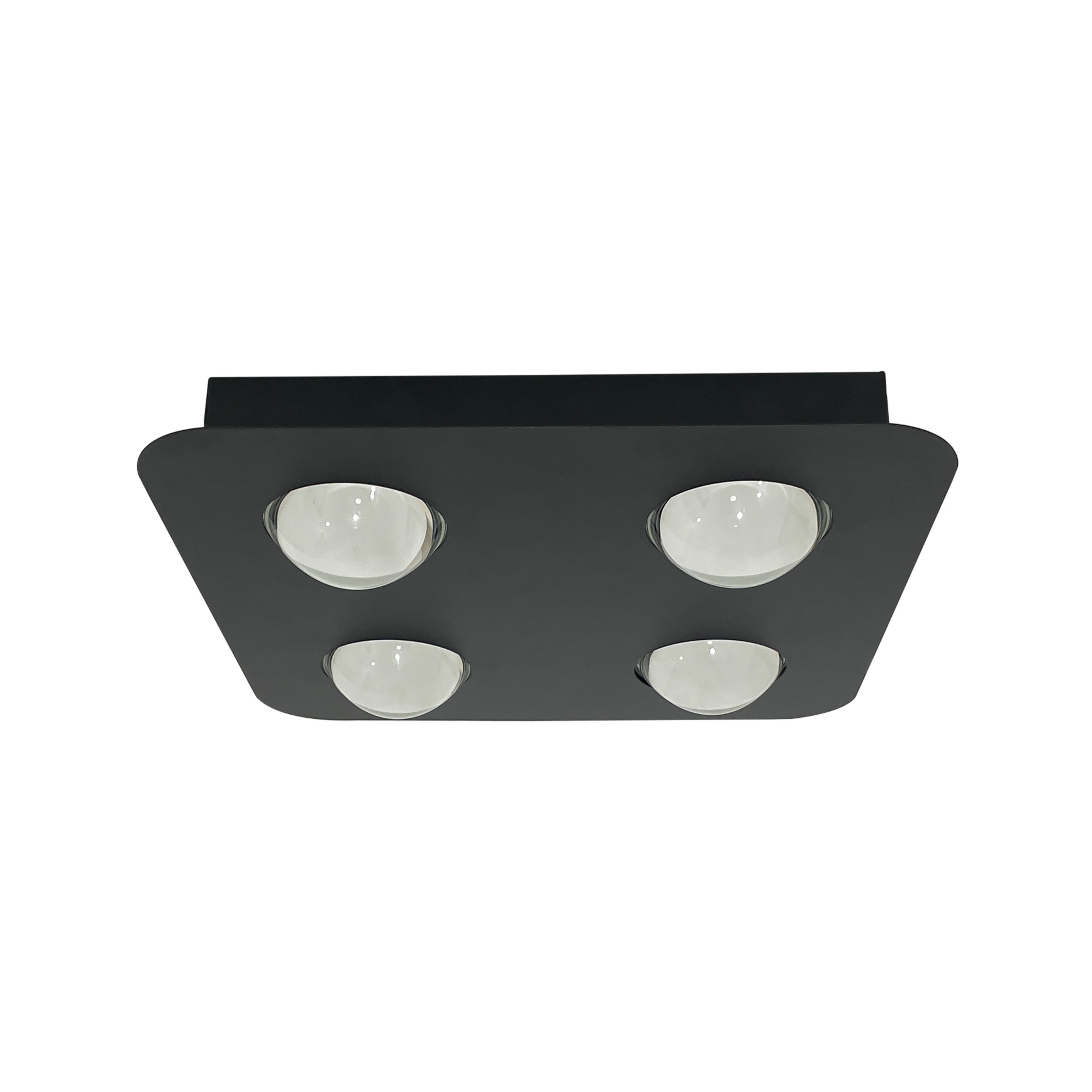 Lindby Deckenleuchte Jyla, schwarz, 3.000 K, 4-flg., Linse