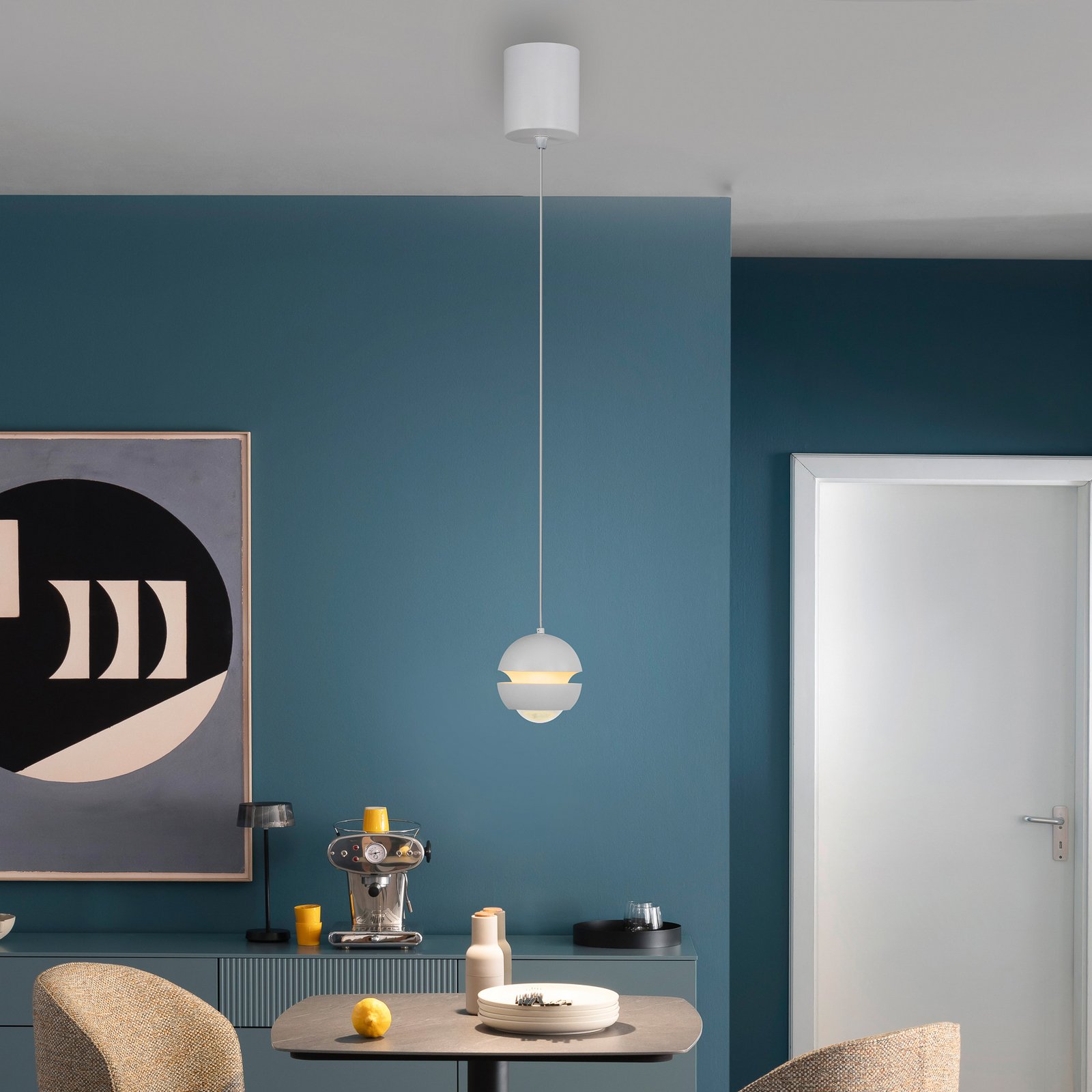 SCHÖNER WOHNEN LED pendant light Lini, white, 1-bulb, 3,000 K SCHÖNER WOHNEN LED pendant light Lini, white, 1-bulb, 3,000 K