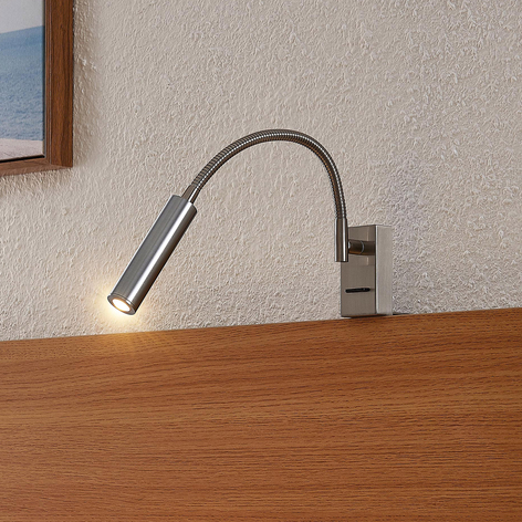 Lucande Anaella LED-Wandleuchte, nickel, 55 cm