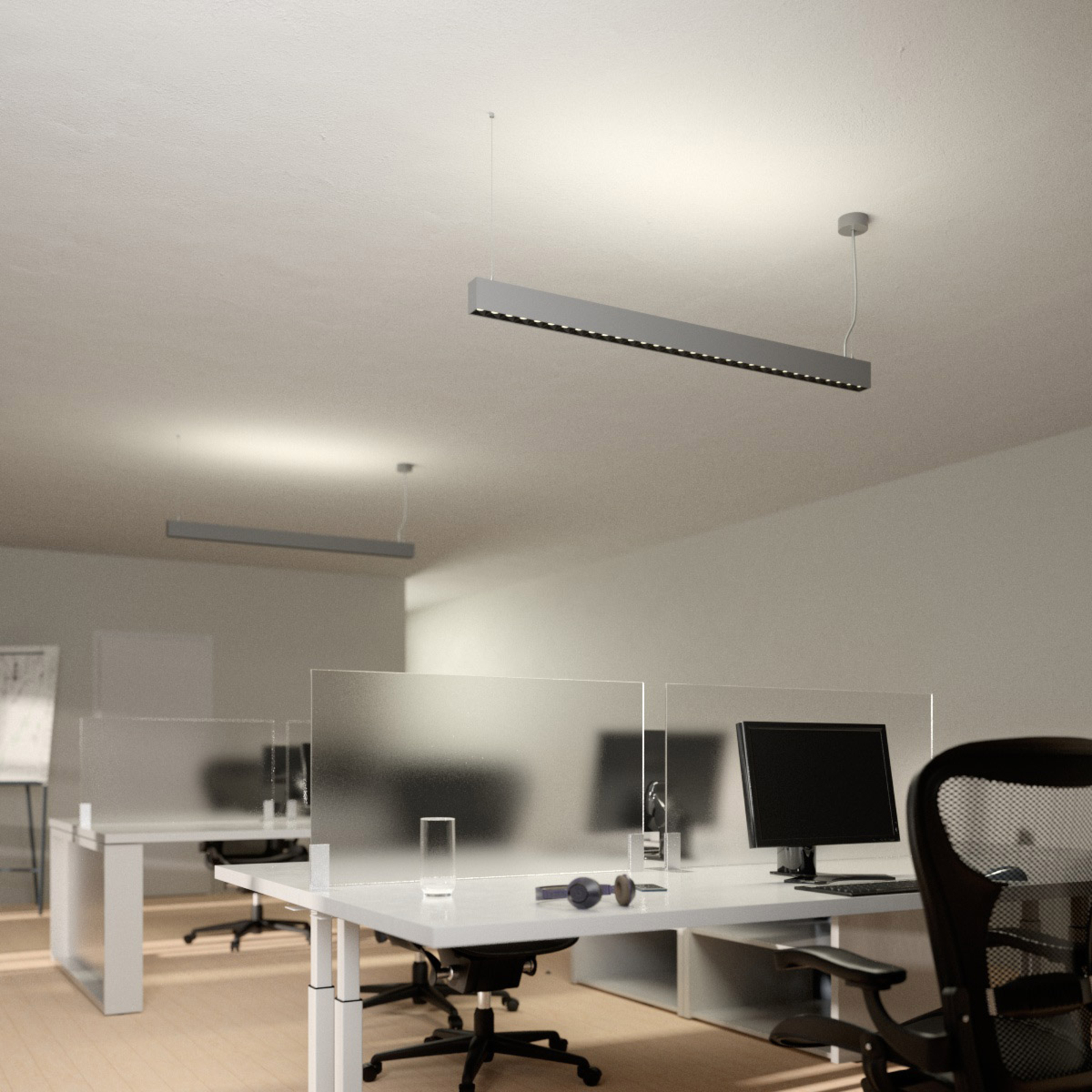 LED pendellampe til kontor Laris sølv, DALI dimbar LED pendellampe til kontor Laris sølv, DALI dimbar
