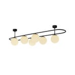 Abaküs 4911 ceiling light, black, opal glass, 6-bulb