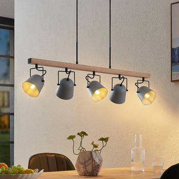 Lindby Adalin hængelampe, fem lyskilder, grå