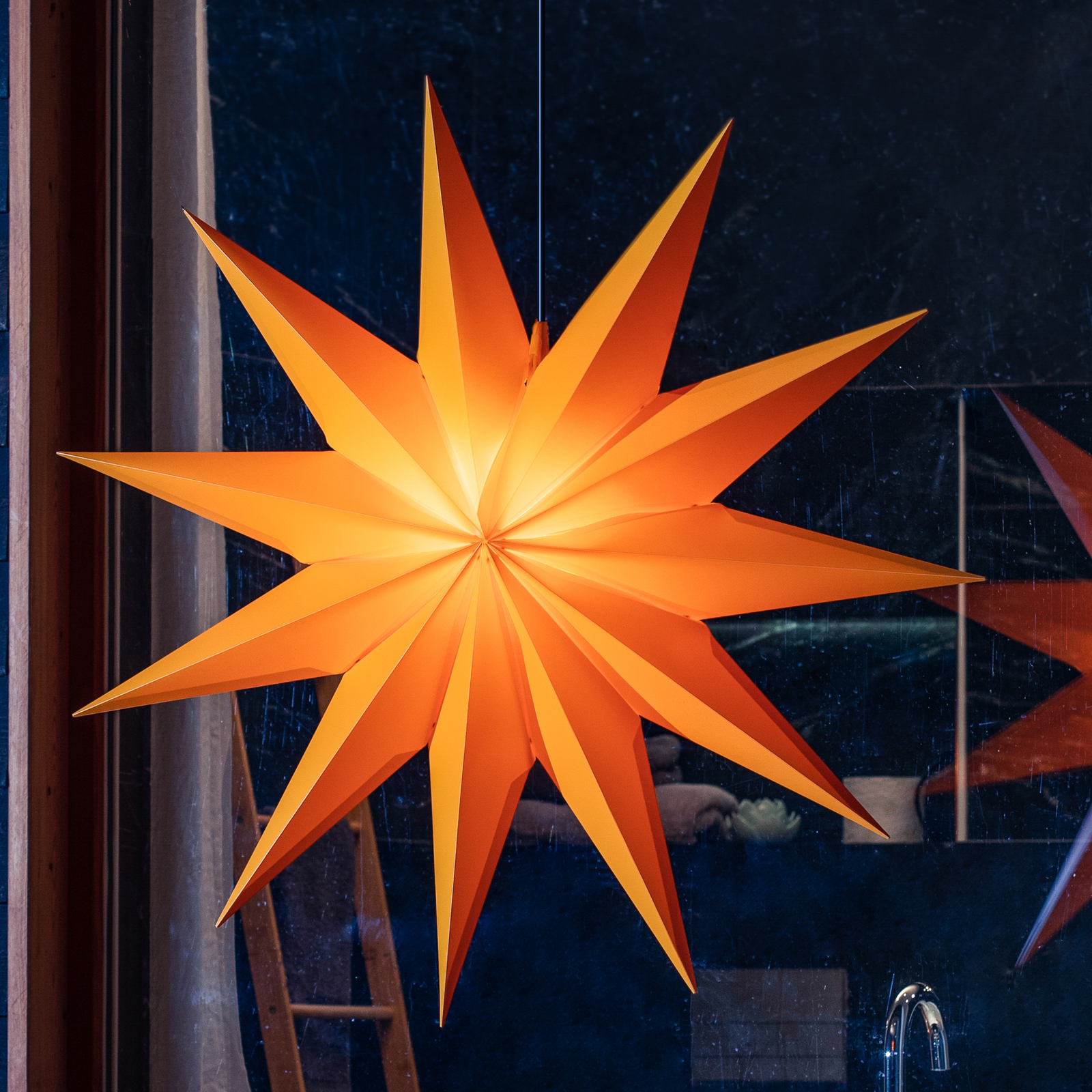 Jumbo stjerne, udendørs, 11 takker, Ø 100 cm, gul