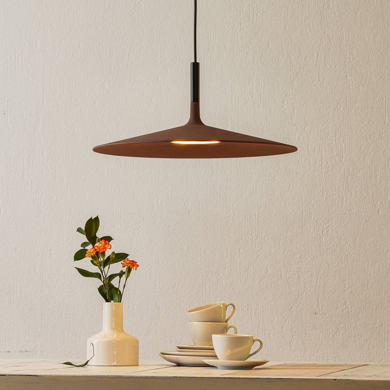FOSCARINI Foscarini Aplomb Large LED hanging light, brown, for Kitchen, concrete, aluminium, polycarbonate, 11.7 W, energy efficiency: A+, H: 20 cm