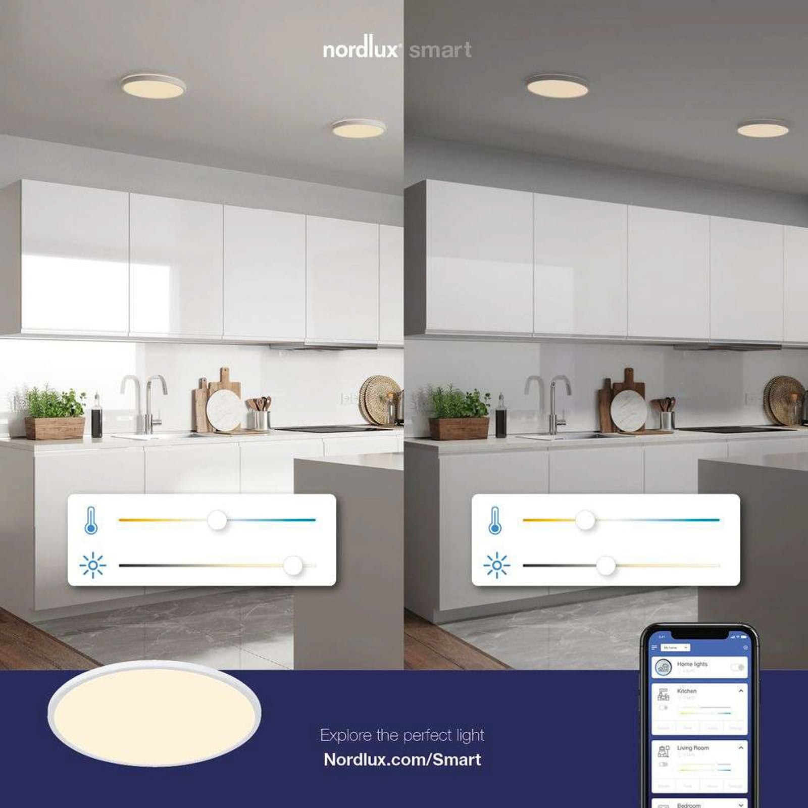 LED-Deckenleuchte Oja Smart, weiß, Ø 60 cm LED-Deckenleuchte Oja Smart, weiß, Ø 60 cm