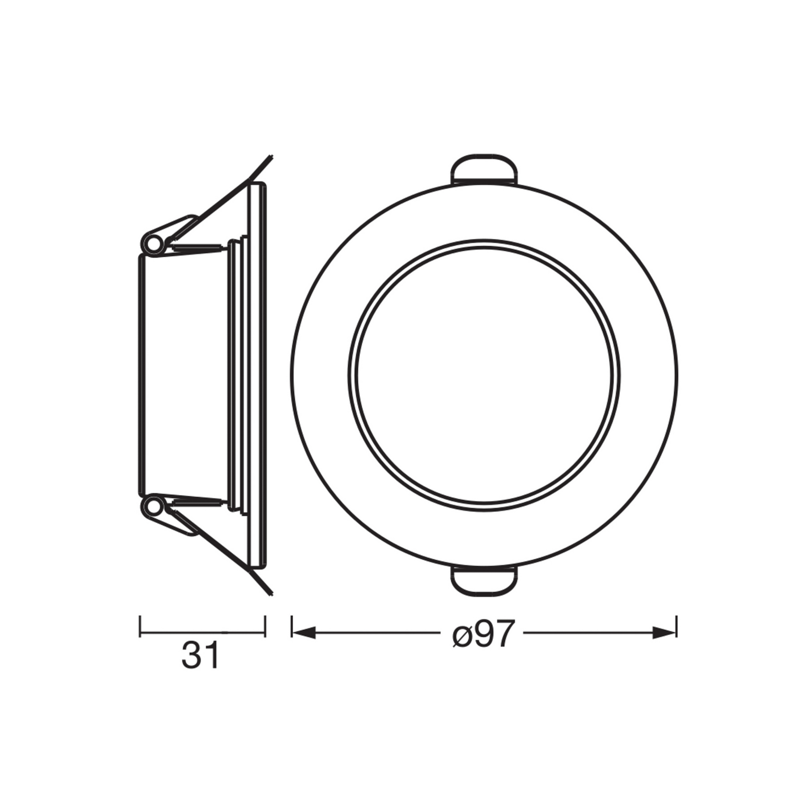 OSRAM LED iebūvējamā lampa ESSENTIAL, balta, Ø 9,7 cm, IP44, 3 gab. komplekts OSRAM LED iebūvējamā lampa ESSENTIAL, balta, Ø 9,7 cm, IP44, 3 gab. komplekts