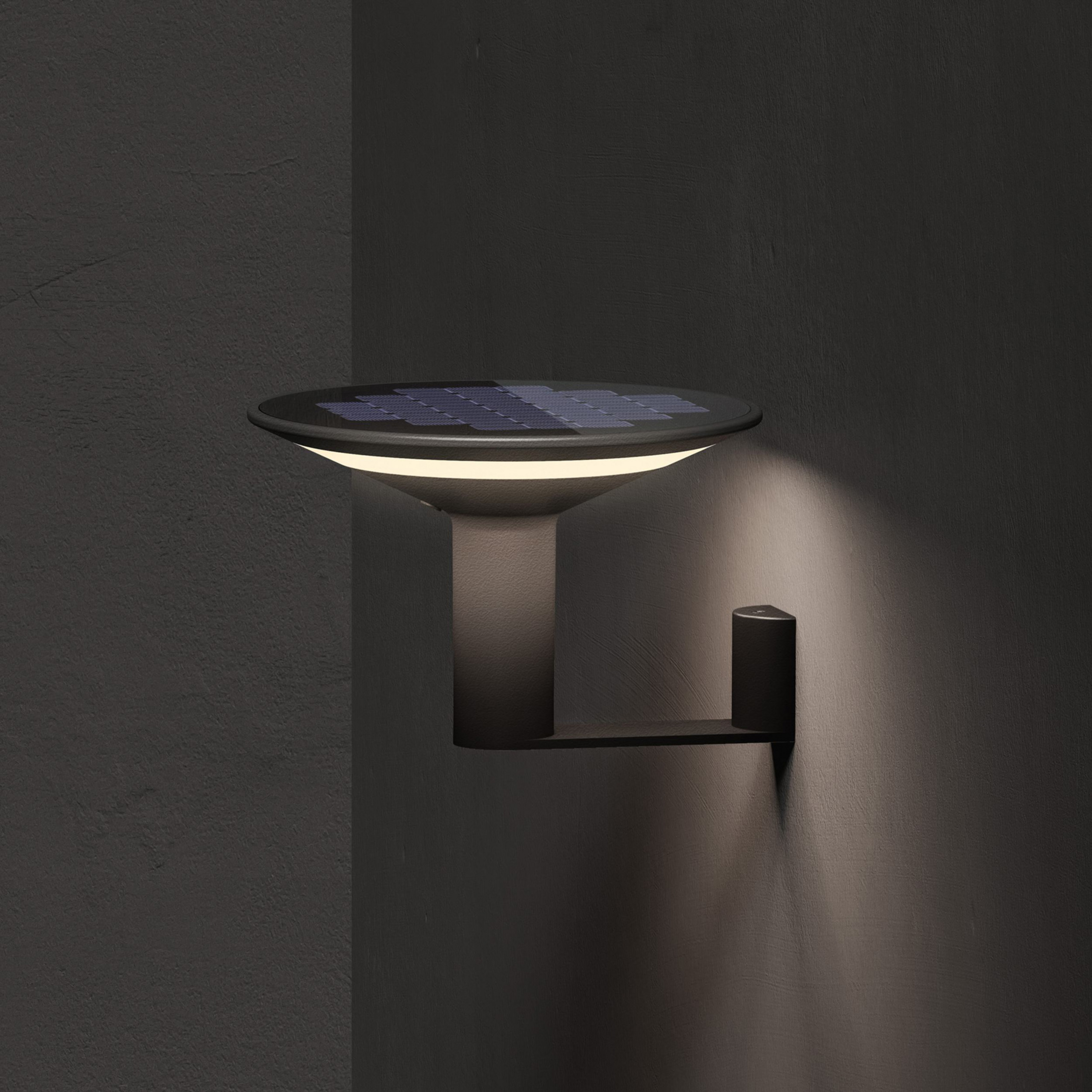 KLEWE LED-aurinkoseinävalaisin Keope, antrasiitti, Ø 21 cm, alumiini IP65
