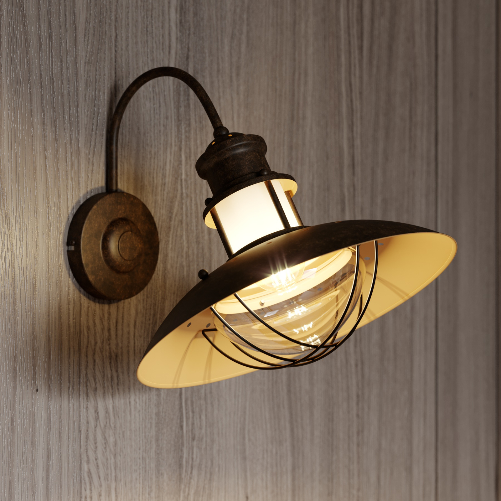 Country wall light Louisanne in rusty brown