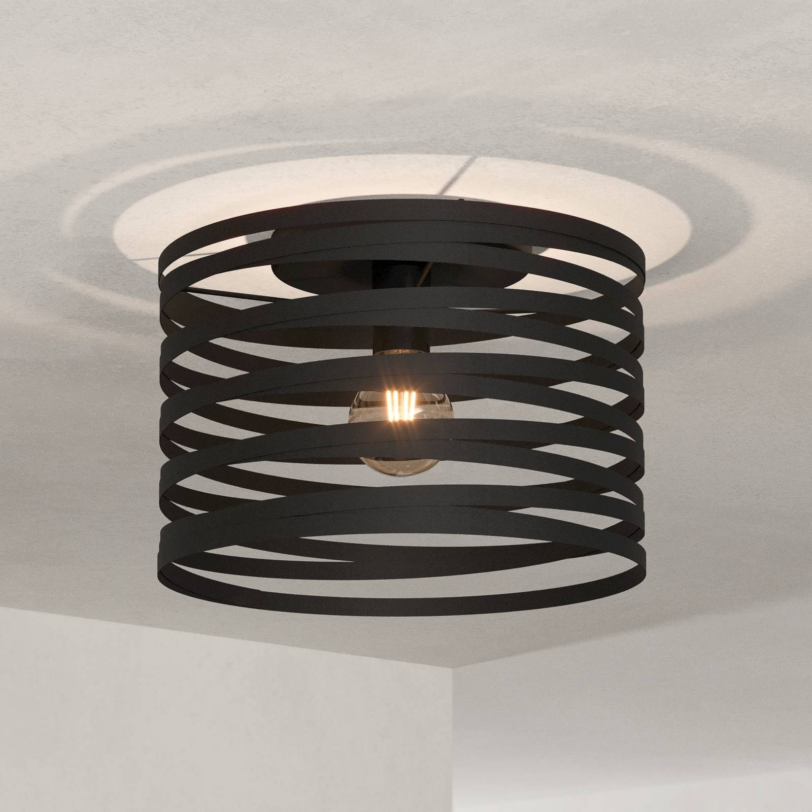 Deckenleuchte Cremella, Ø 37 cm, schwarz, Stahl günstig online kaufen