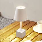 Lindby LED-es újratölthető asztali lámpa Janea, kocka, fehér, fém