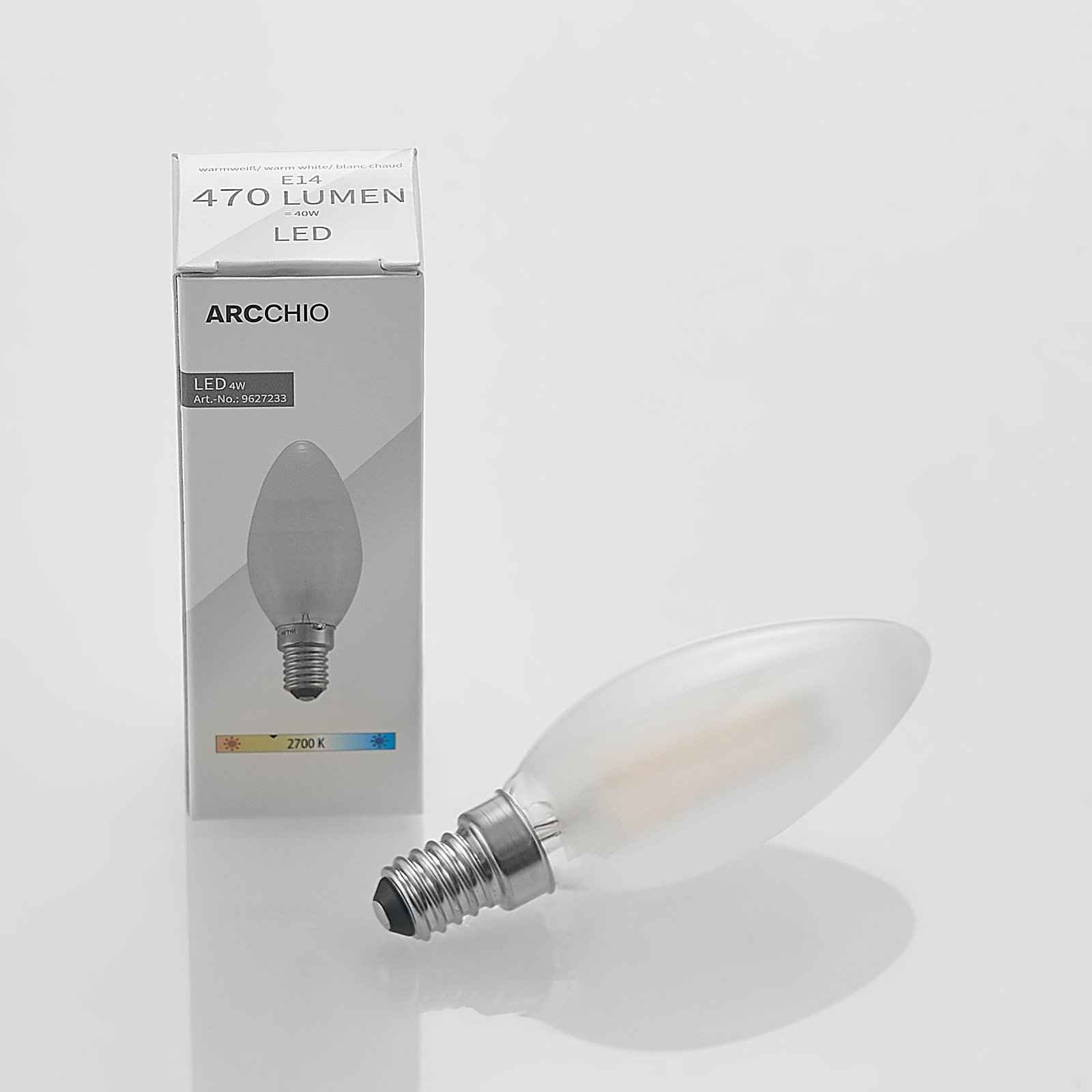 Arcchio LED-Kerzenlampe E14, 4 W, matt, 2.700 K, dimmbar