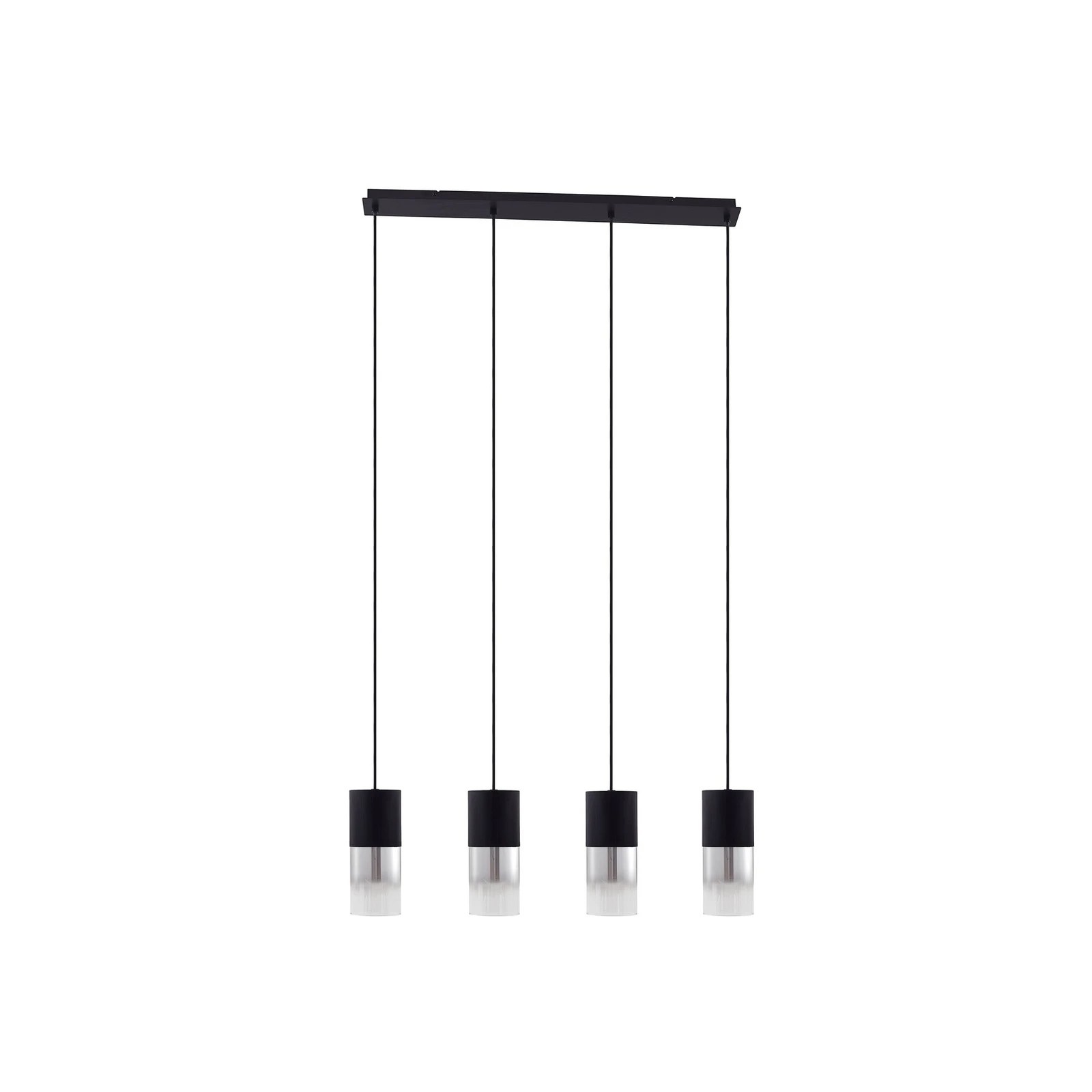 Lindby hængelampe Svante, 4 lyskilder, sort, glas, 85 cm