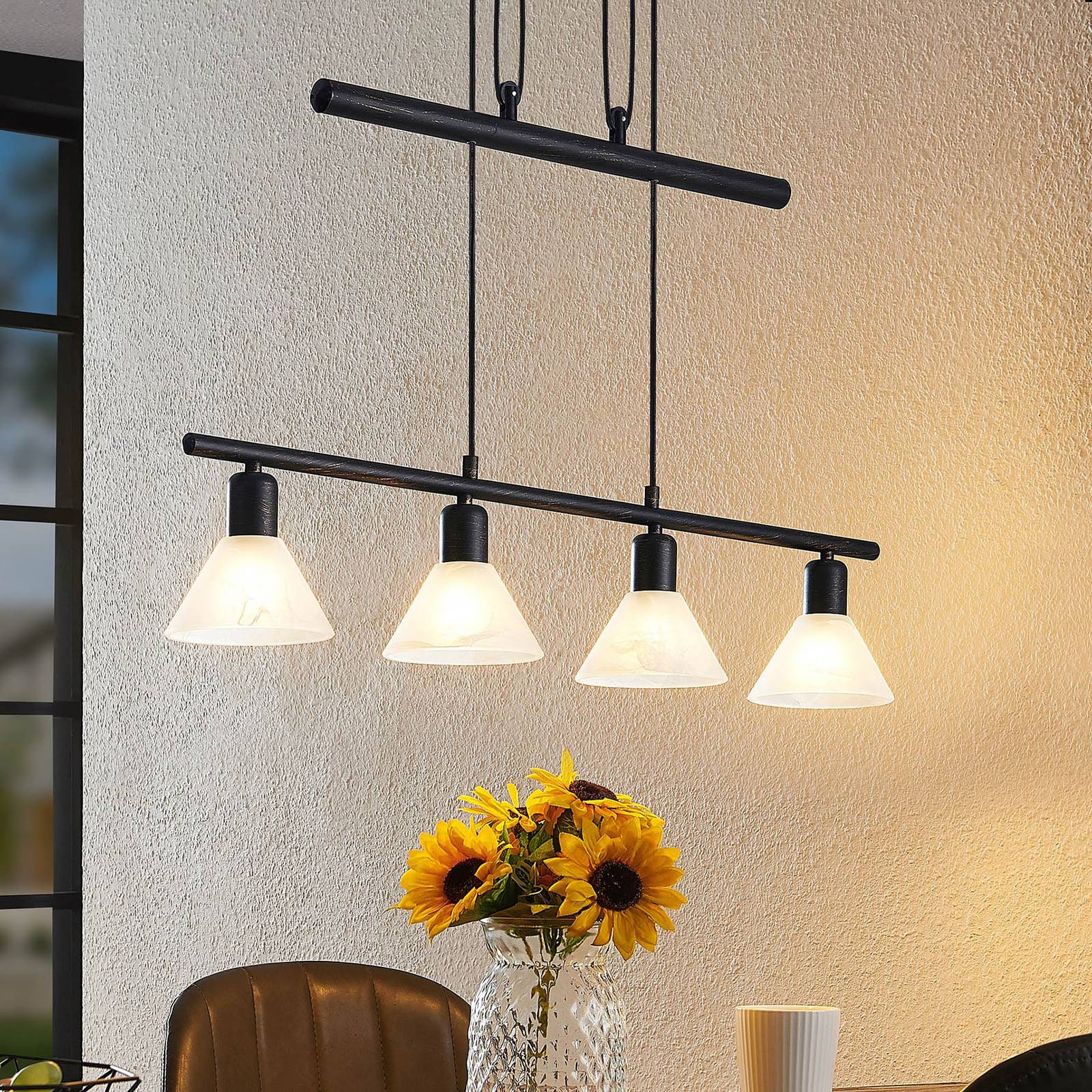 ELC Bealia suspension réglable 4 lampes noire