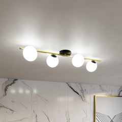 Laelamp Glassy 4-osaline lineaarne must/kuldne/opaalklaas