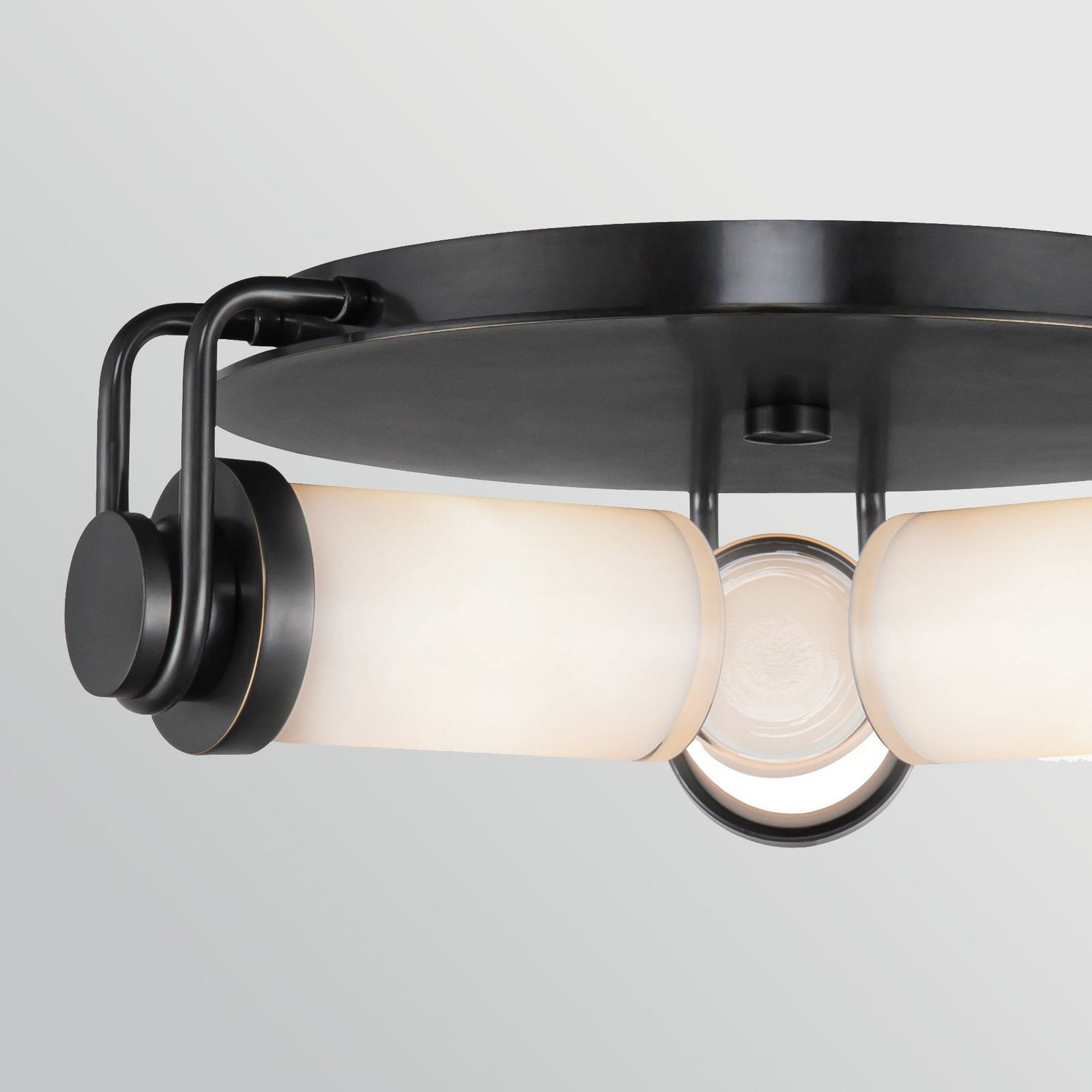 Candeeiro de teto WYNWOOD, bronze, Ø 42 cm, 3 lâmpadas, metal/vidro