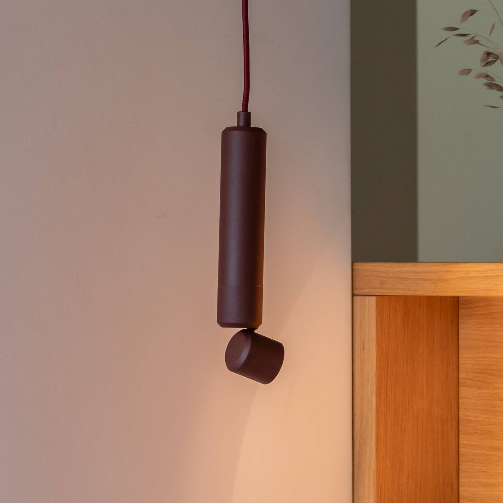IT'S ABOUT ROMI – żyrandol LED „Milan”, bordowa, Ø 6 cm