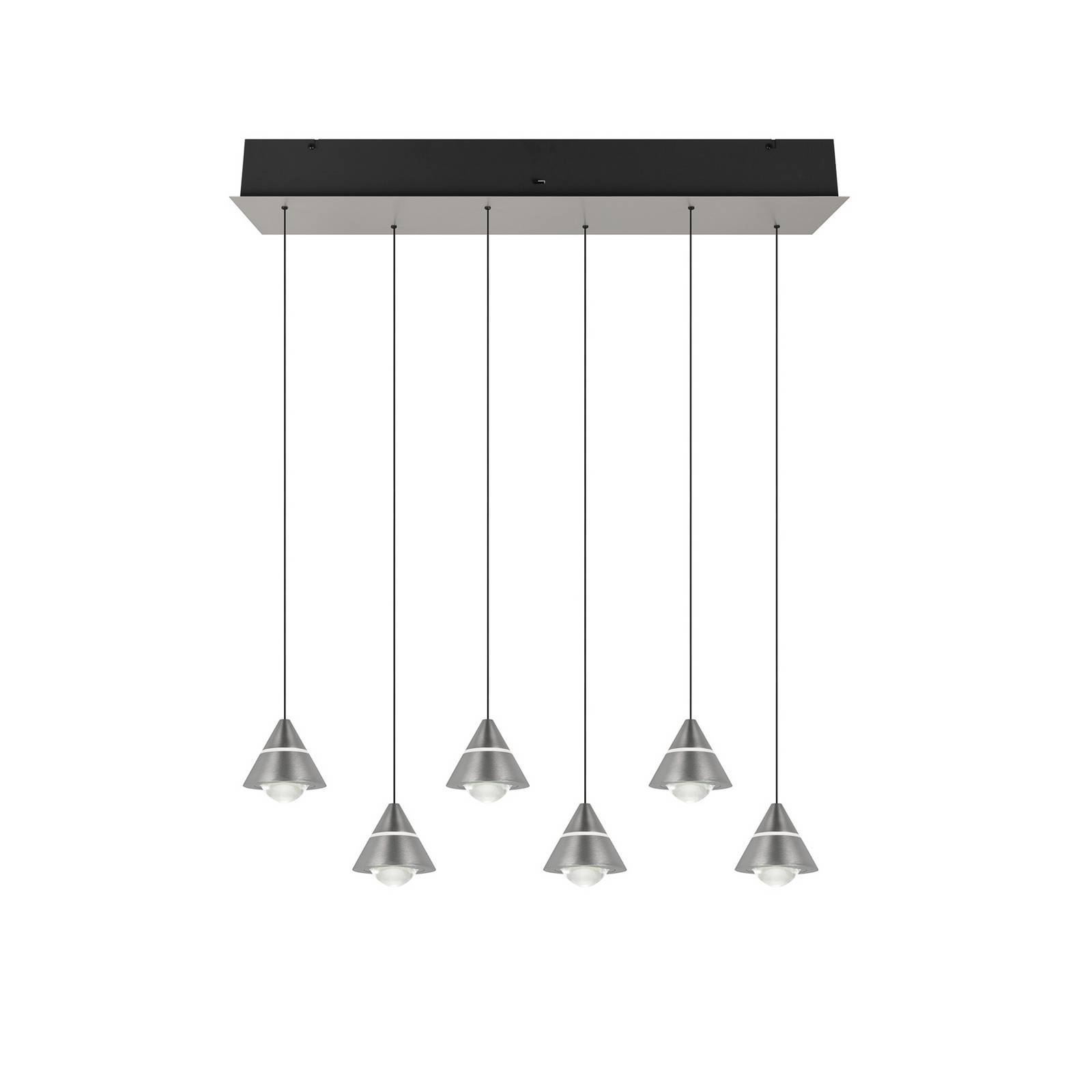 LED-Hängelampe Romeo, Länge 75 cm nickelfarben Metall 6-flg.